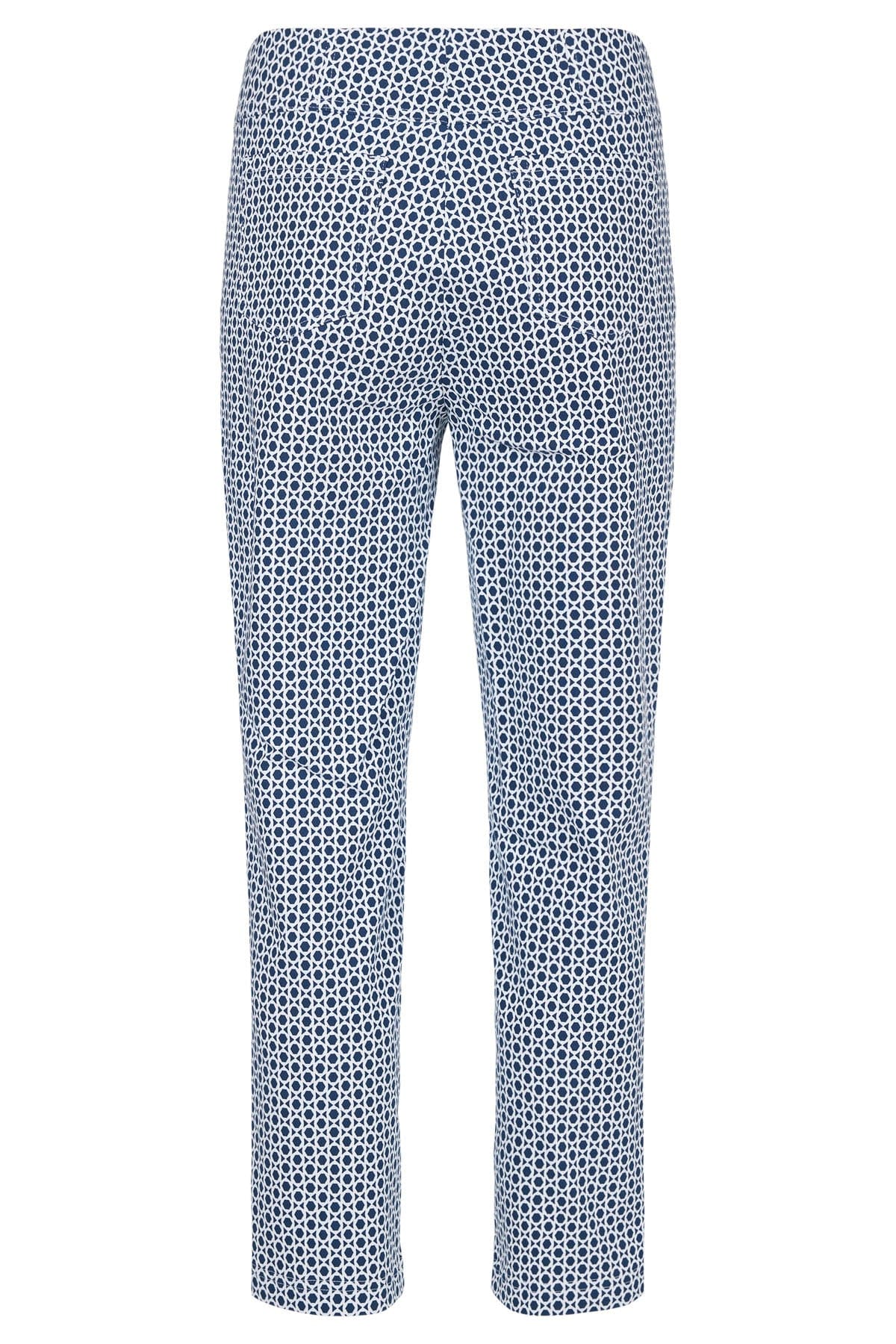 Robell Bella 09 Geo Print Ankle Grazer Trousers - Navy