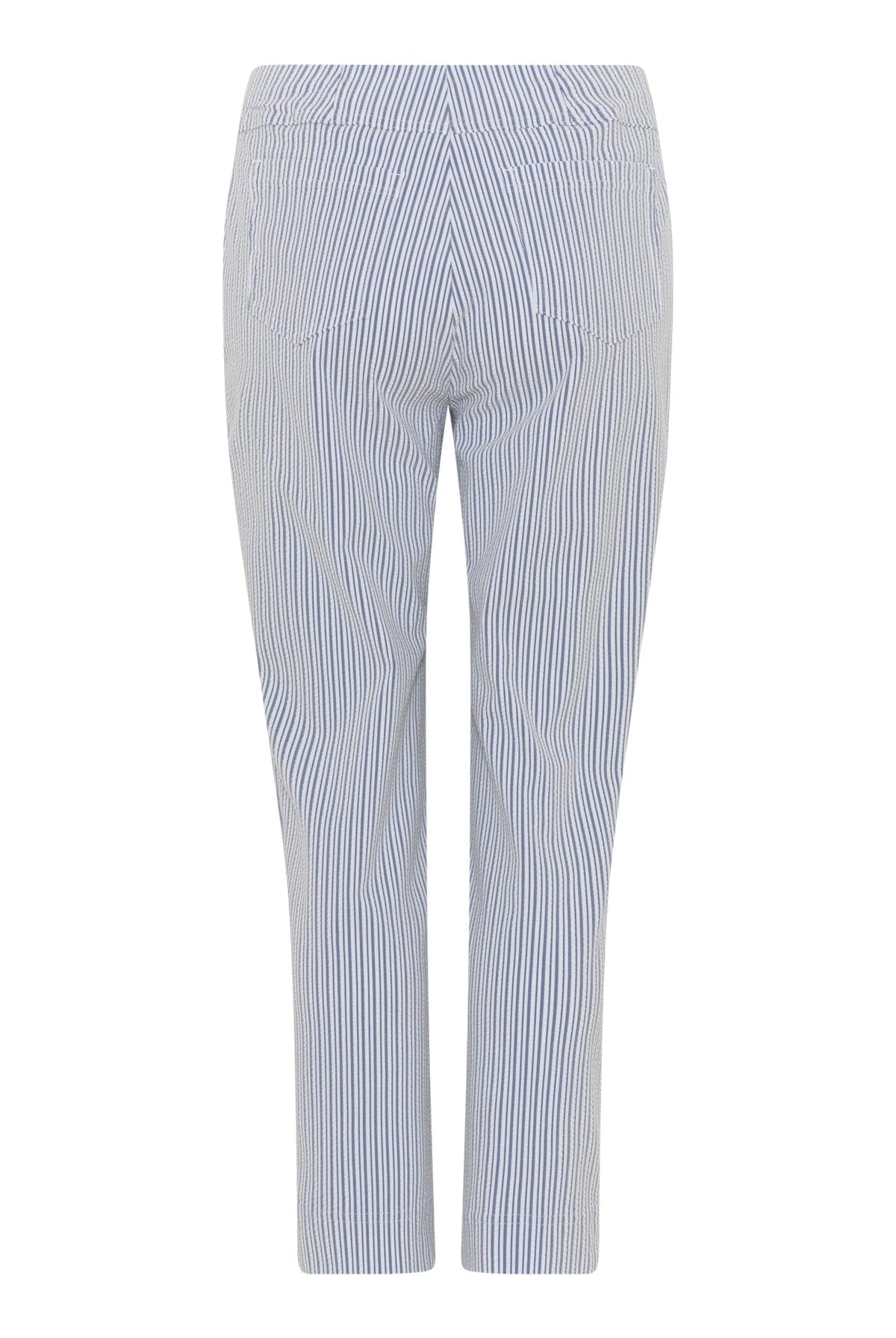 Robell Bella 09 Seersucker Stripe Ankle Grazer Trousers - Liberty Blue