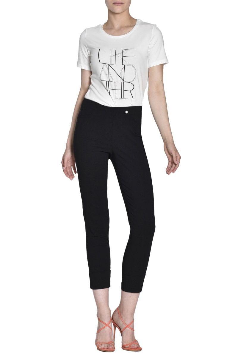 Robell Bella 09 Slim Ankle Grazer Trousers - Black