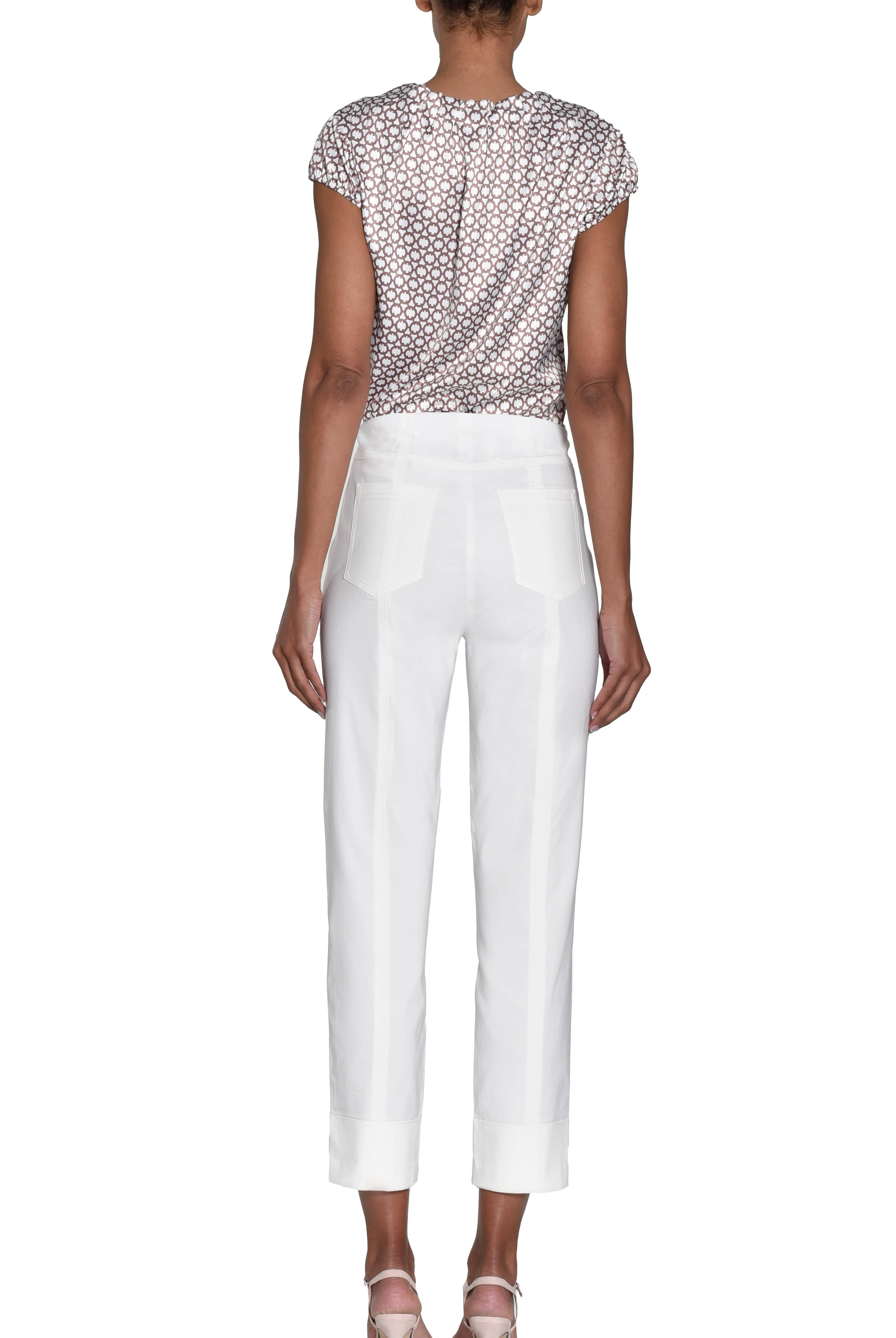 Robell Bella 09 Slim Ankle Grazer Trousers - Cream