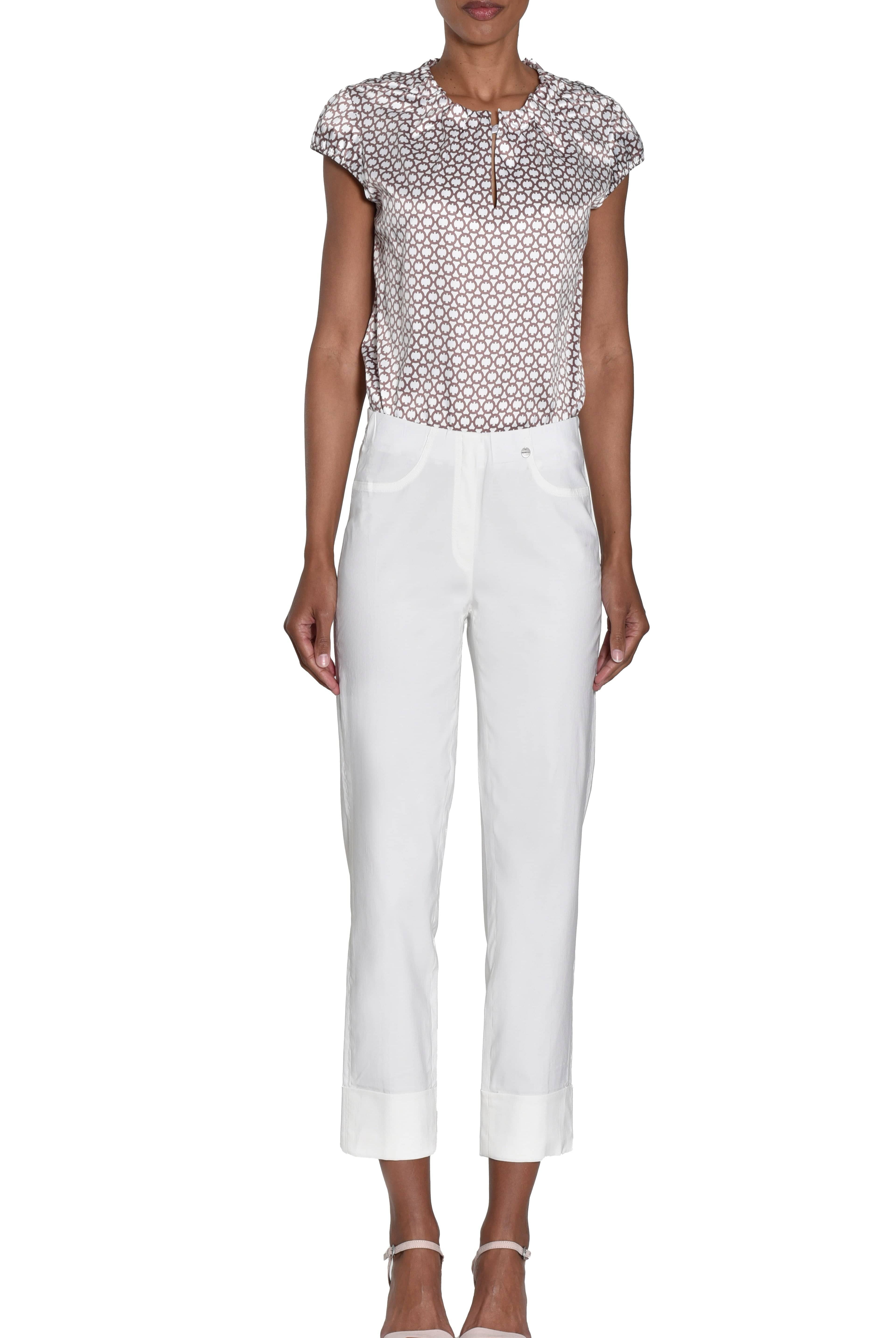 Robell Bella 09 Slim Ankle Grazer Trousers - Cream