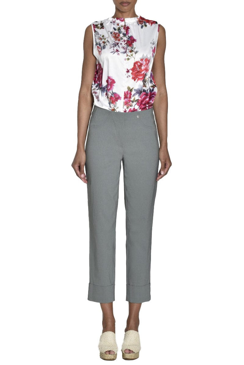 Robell Bella 09 Slim Ankle Grazer Trousers - Dark Olive