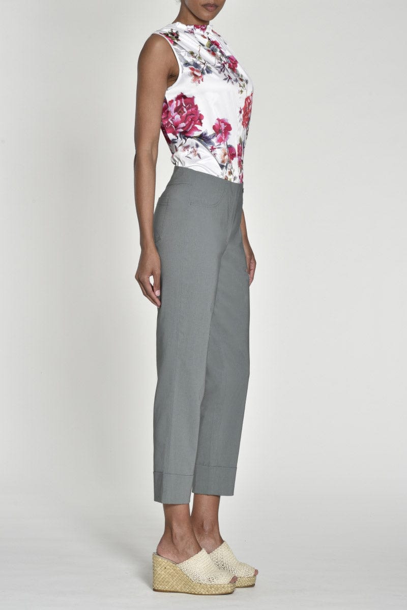 Robell Bella 09 Slim Ankle Grazer Trousers - Dark Olive