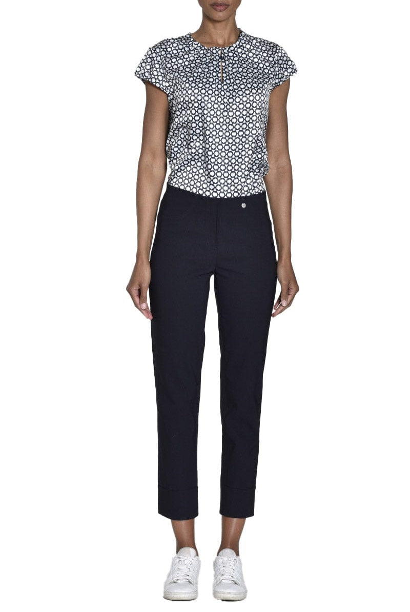 Robell Bella 09 Slim Ankle Grazer Trousers - Navy