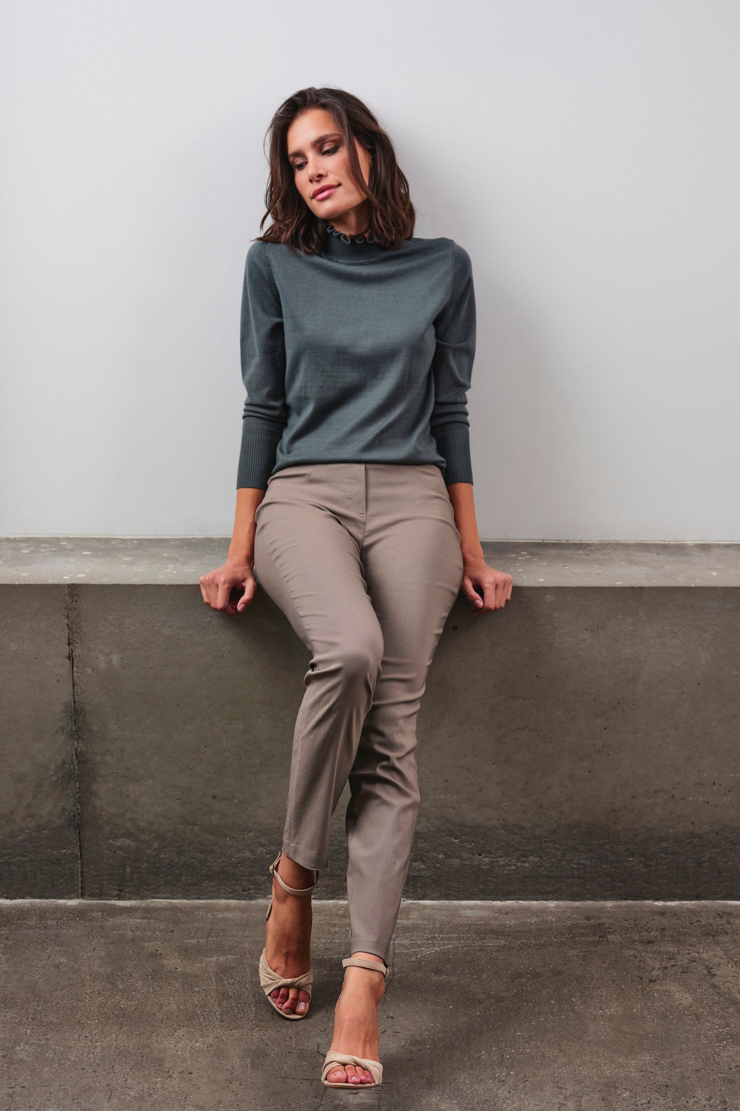 Robell Bella Full Length Trousers - Camel