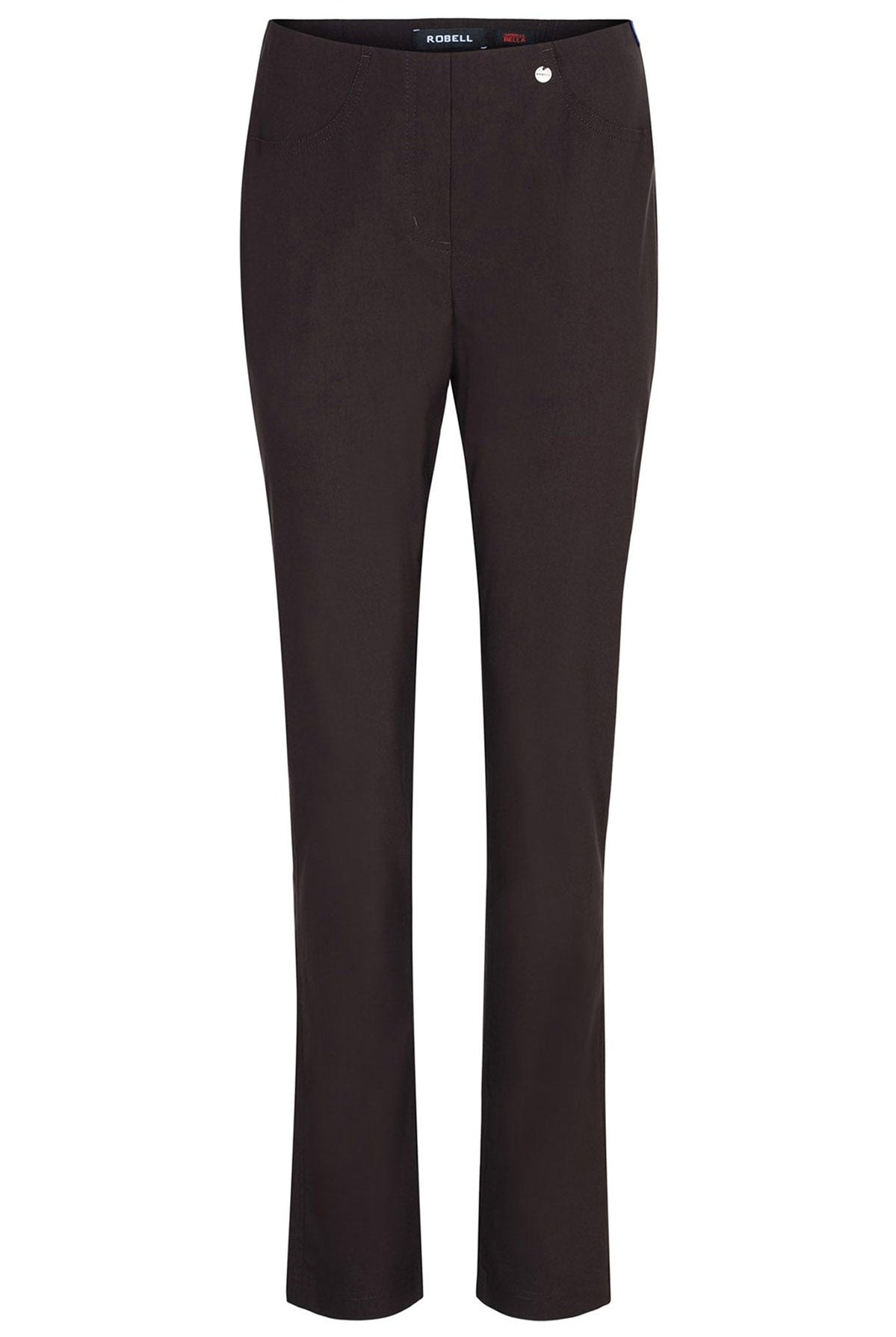 Robell Bella Full Length Trousers - Dark Brown