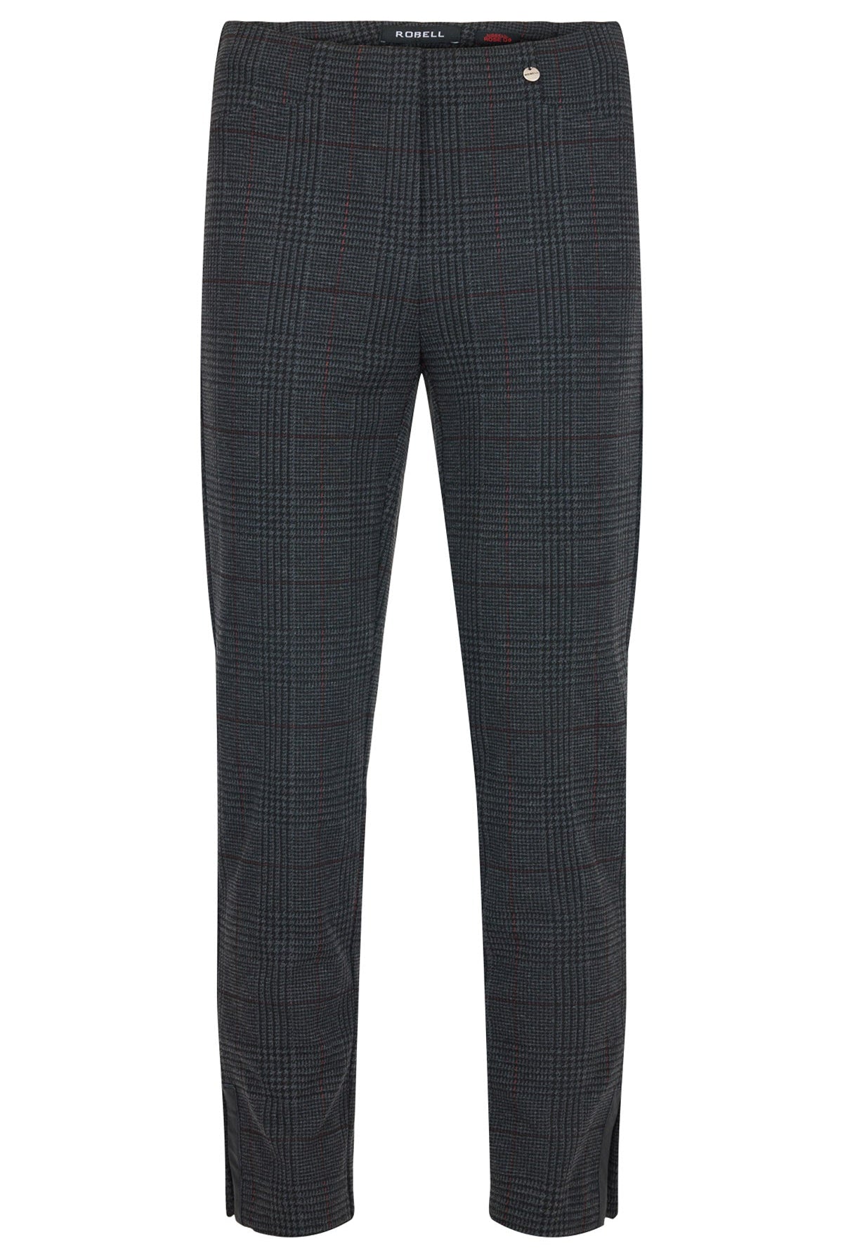 Robell Rose 09 27" Leg Check Trousers - Dark Grey