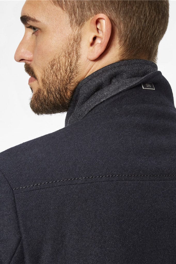 S4 Jackets George Italian Wool Double Breasted Coat - Navy