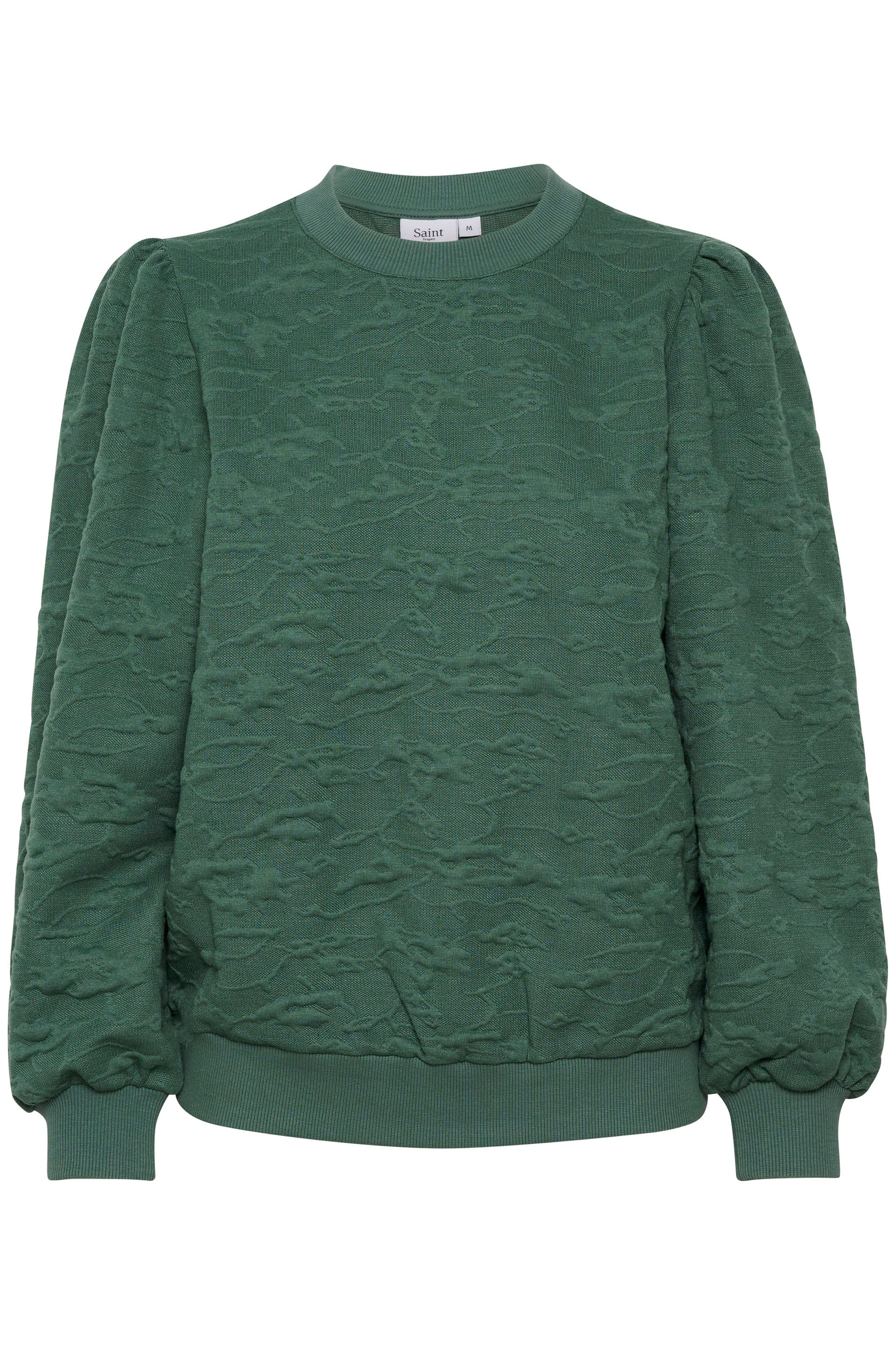 Saint Tropez Andy Self Patterned Sweatshirt - Dark Forest