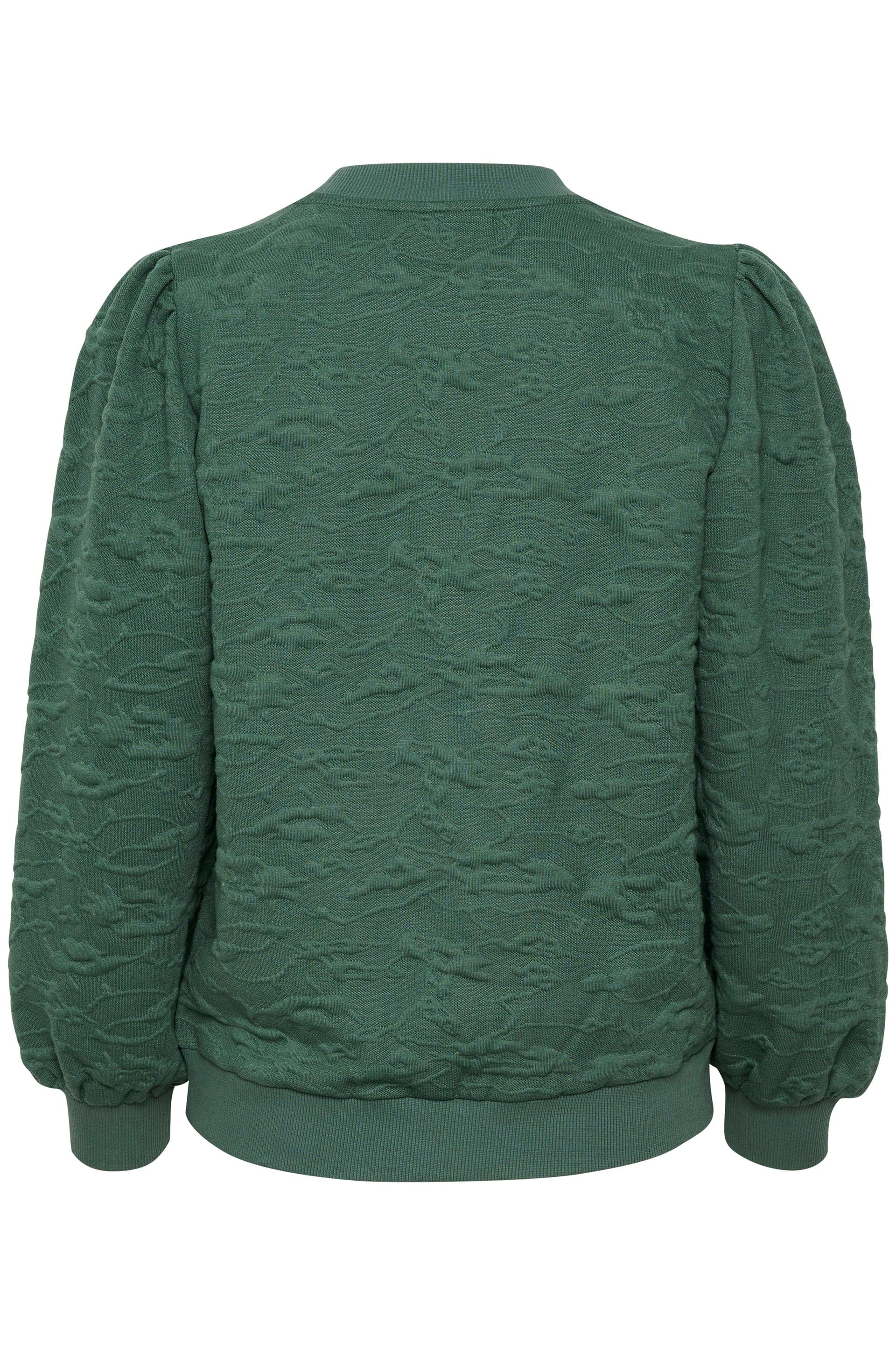 Saint Tropez Andy Self Patterned Sweatshirt - Dark Forest