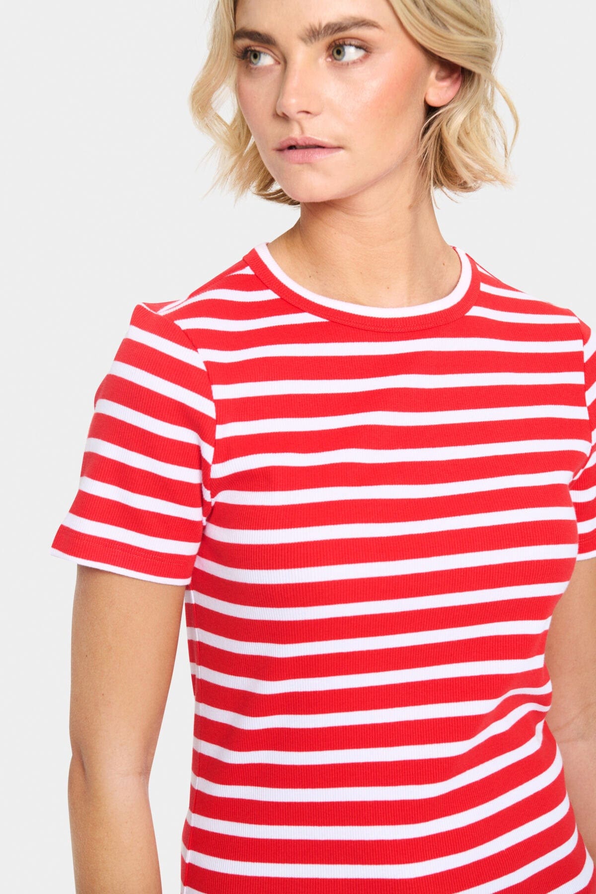 Saint Tropez Aster Stripe T-Shirt - Flame White Stripe
