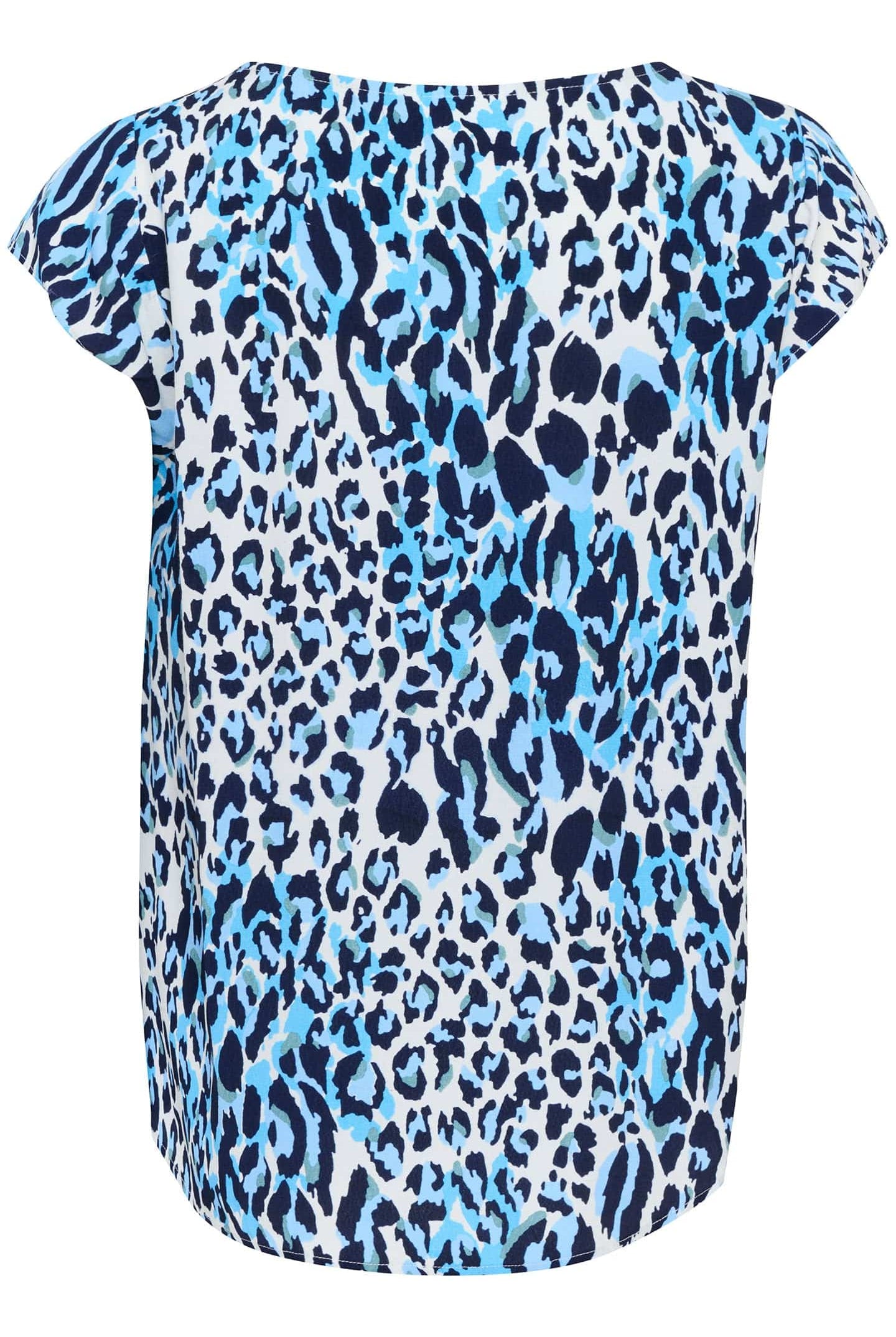 Saint Tropez Blanca Adele Short Sleeve Blouse - Baby's Breath Blue Animal