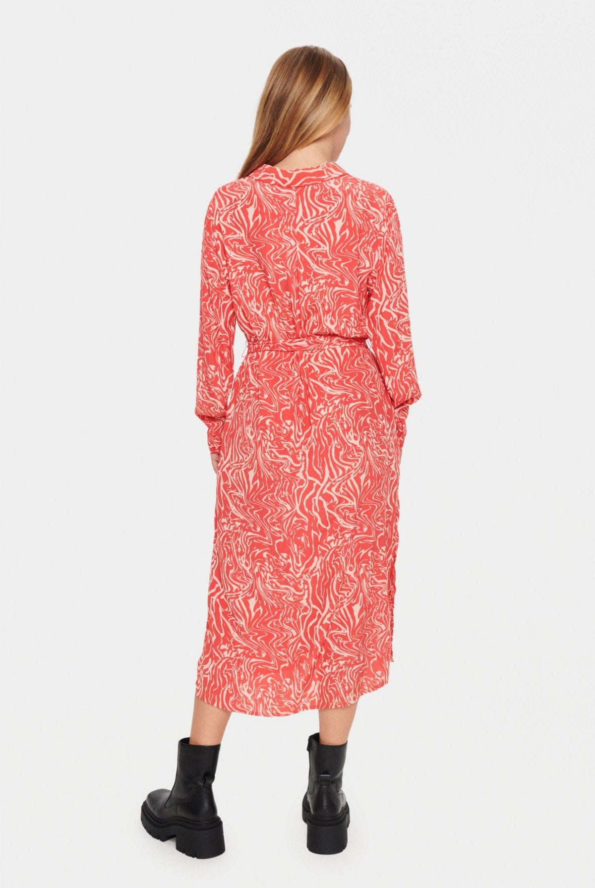 Saint Tropez Blanca Printed Midi Dress - Cayenne Water Strokes