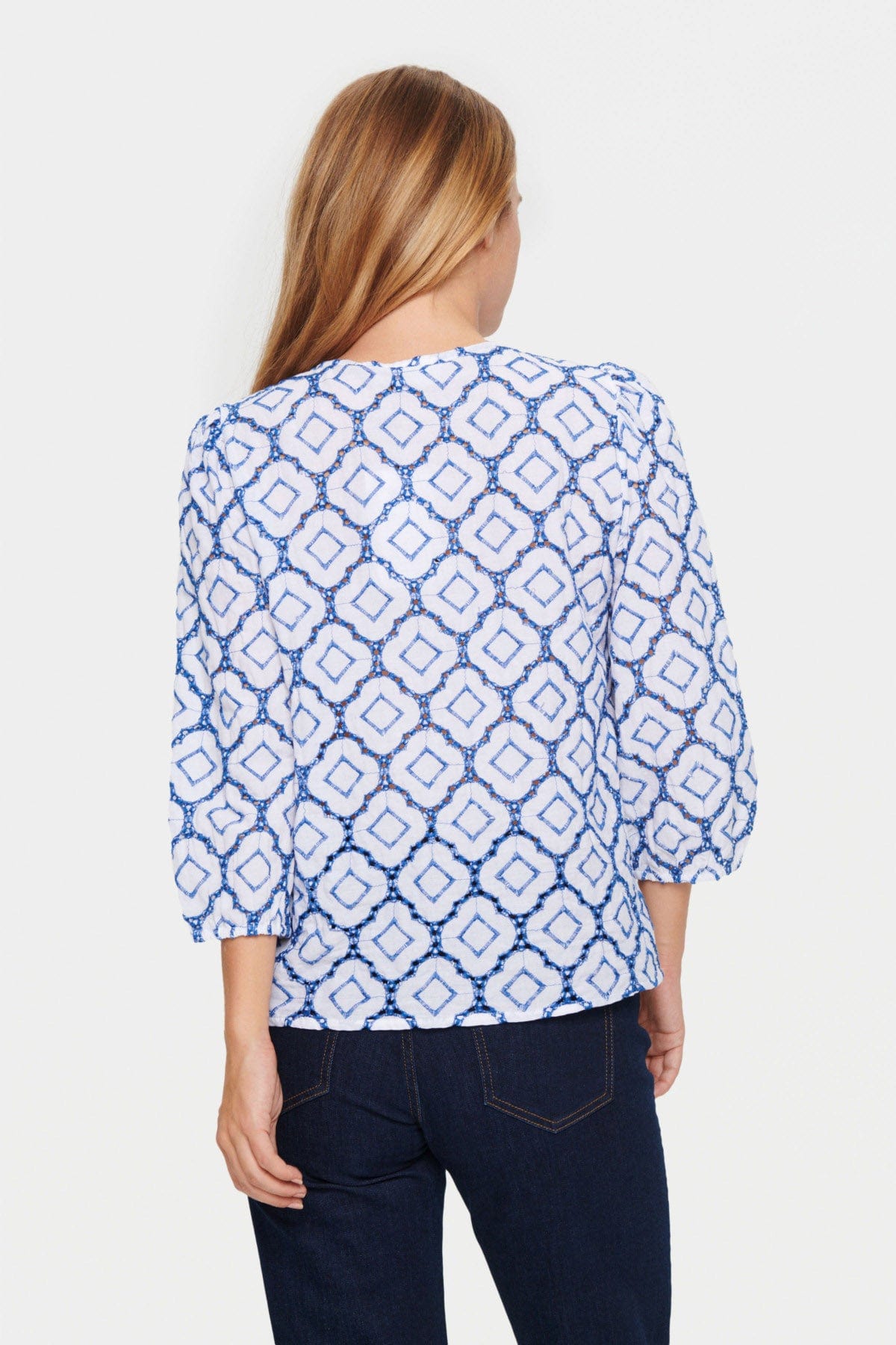 Saint Tropez Ceze Broderie Anglaise Blouse - Dutch Blue/White