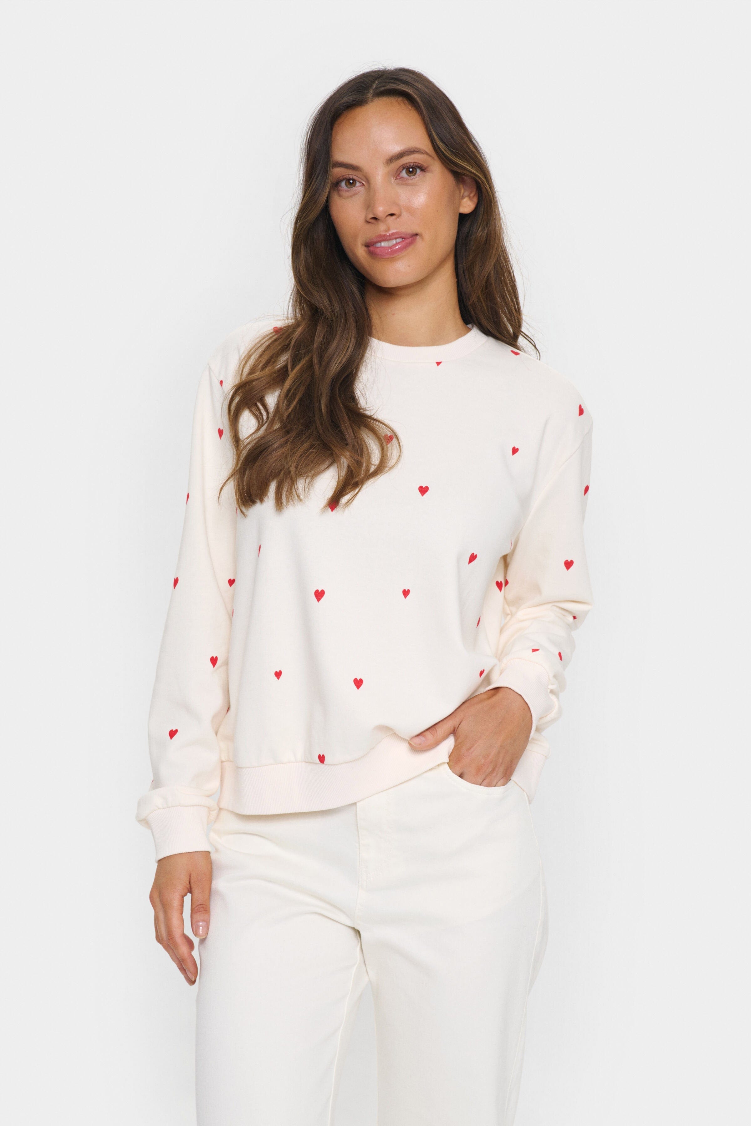 Saint Tropez Dagna Printed Sweatshirt - Ice Flame Hearts