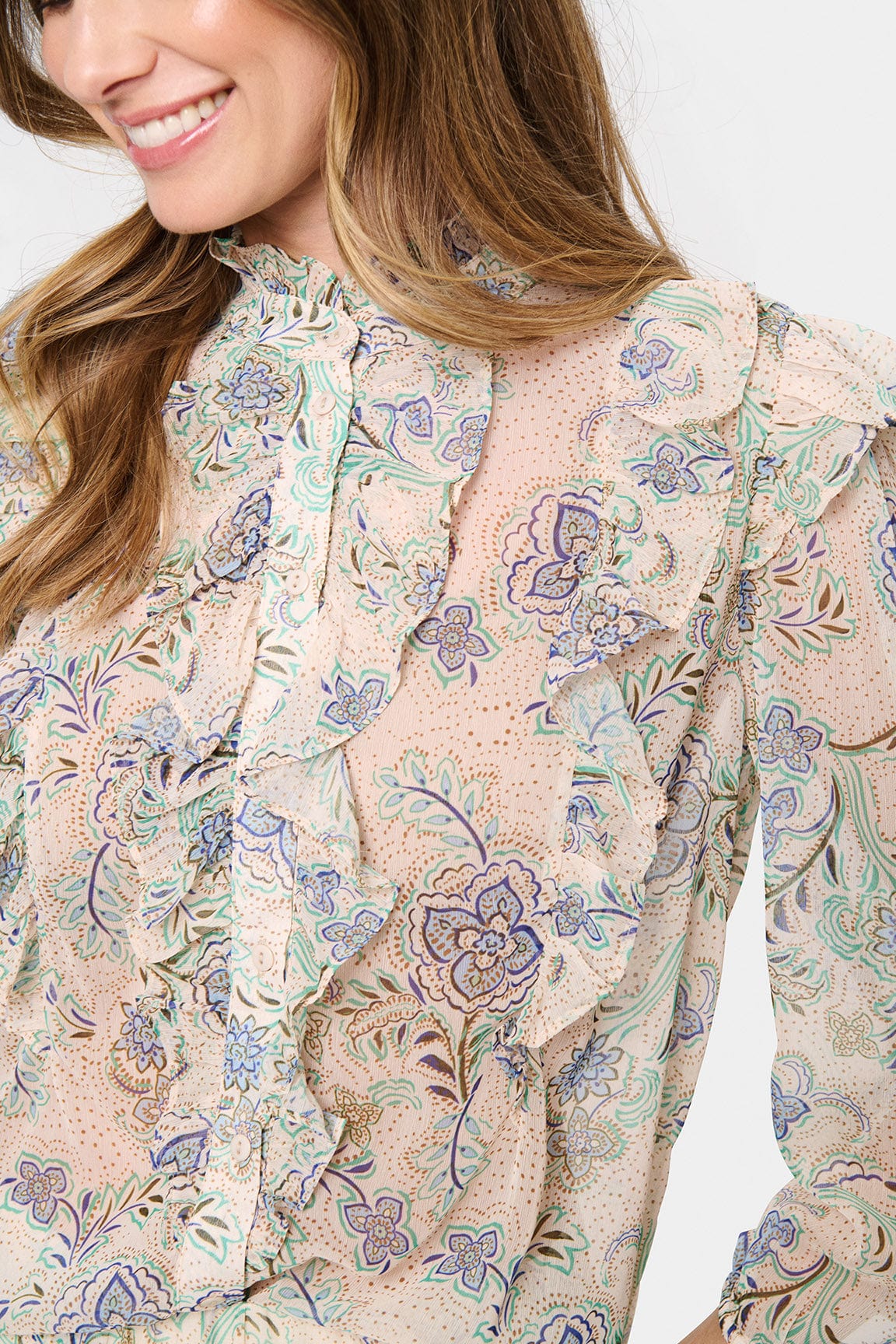 Saint Tropez Doja Printed Blouse - Creme Vintage Paisley