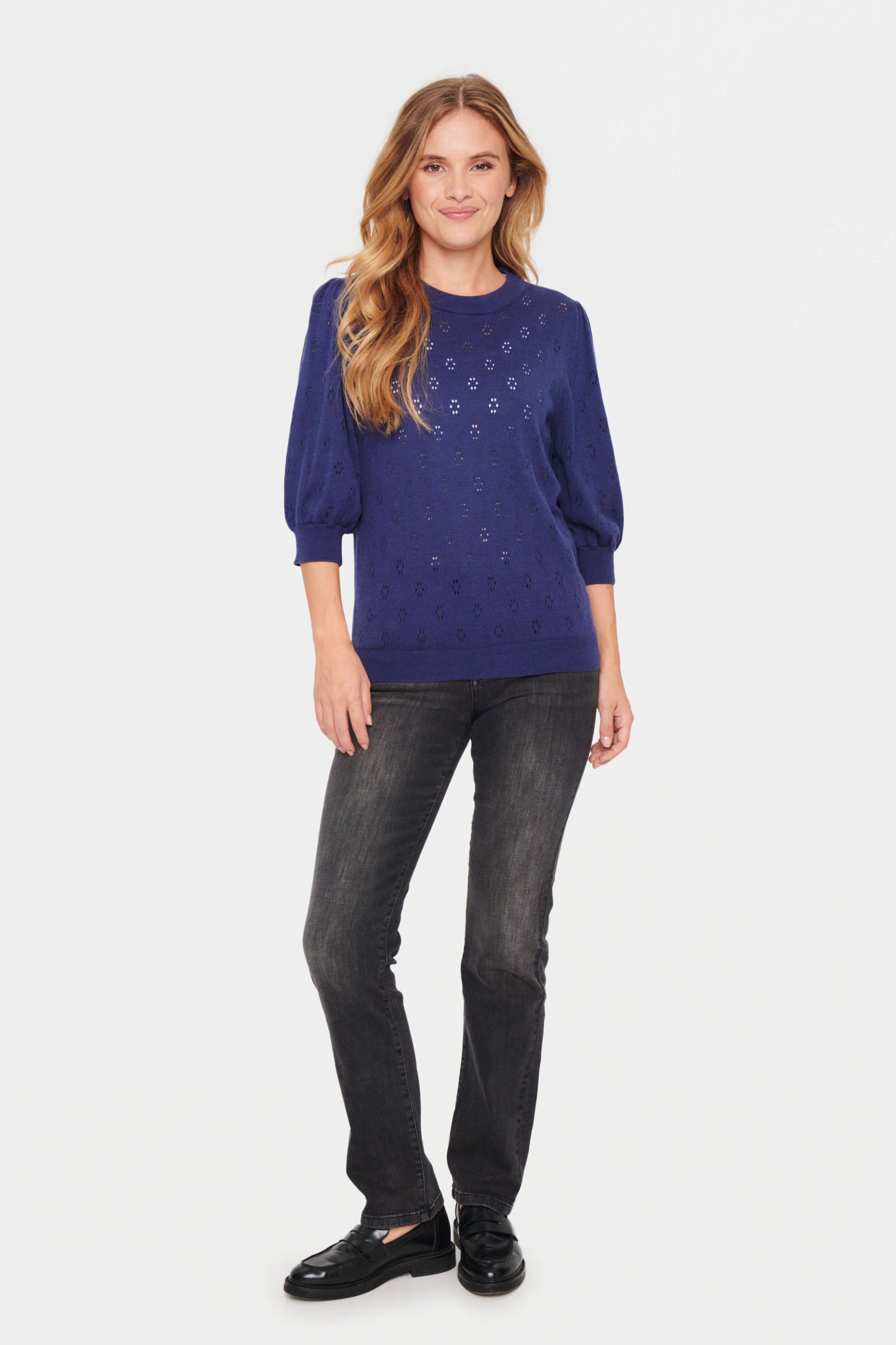 Saint Tropez Doony Short Sleeve Knitted Jumper - Patriot Blue