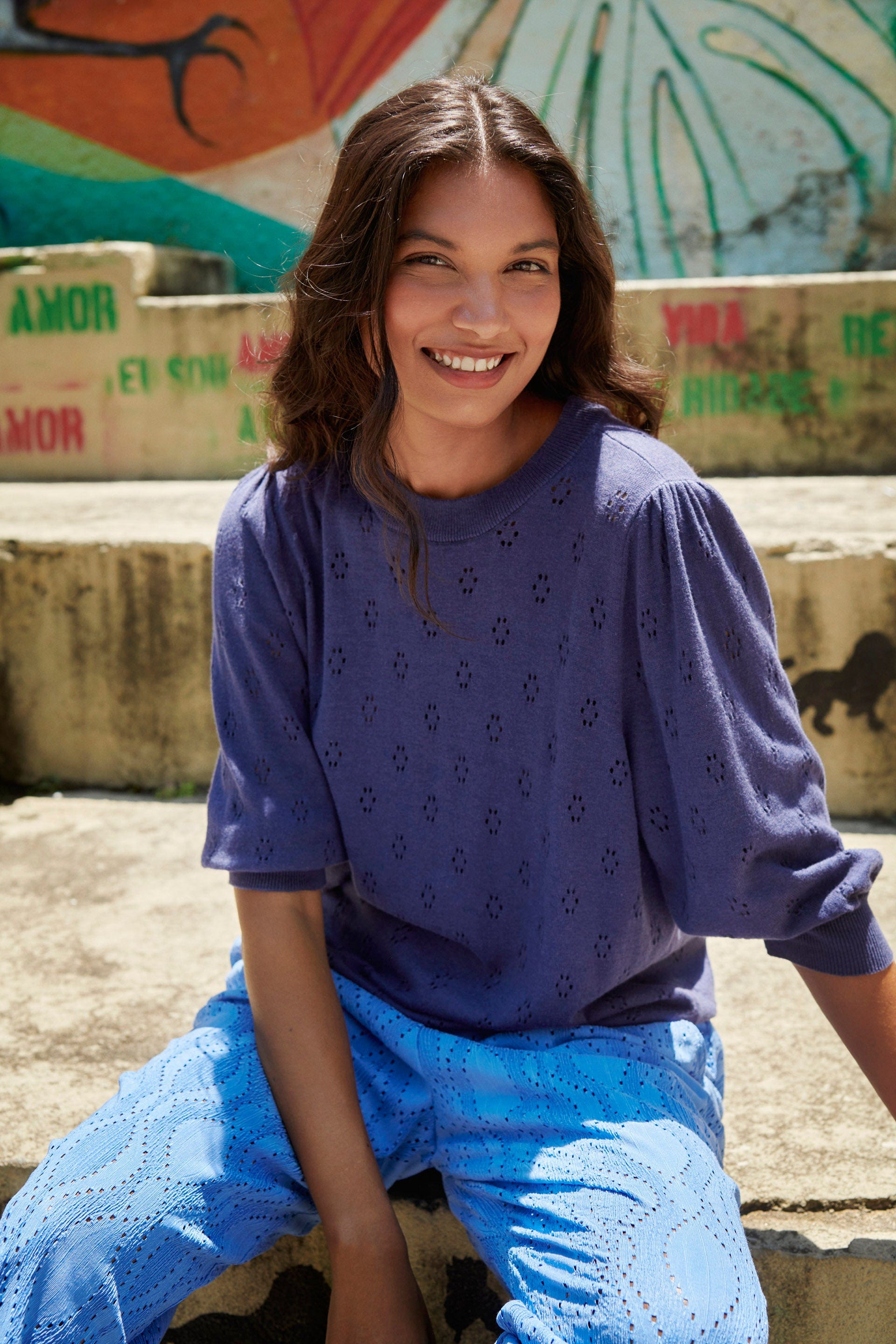 Saint Tropez Doony Short Sleeve Knitted Jumper - Patriot Blue