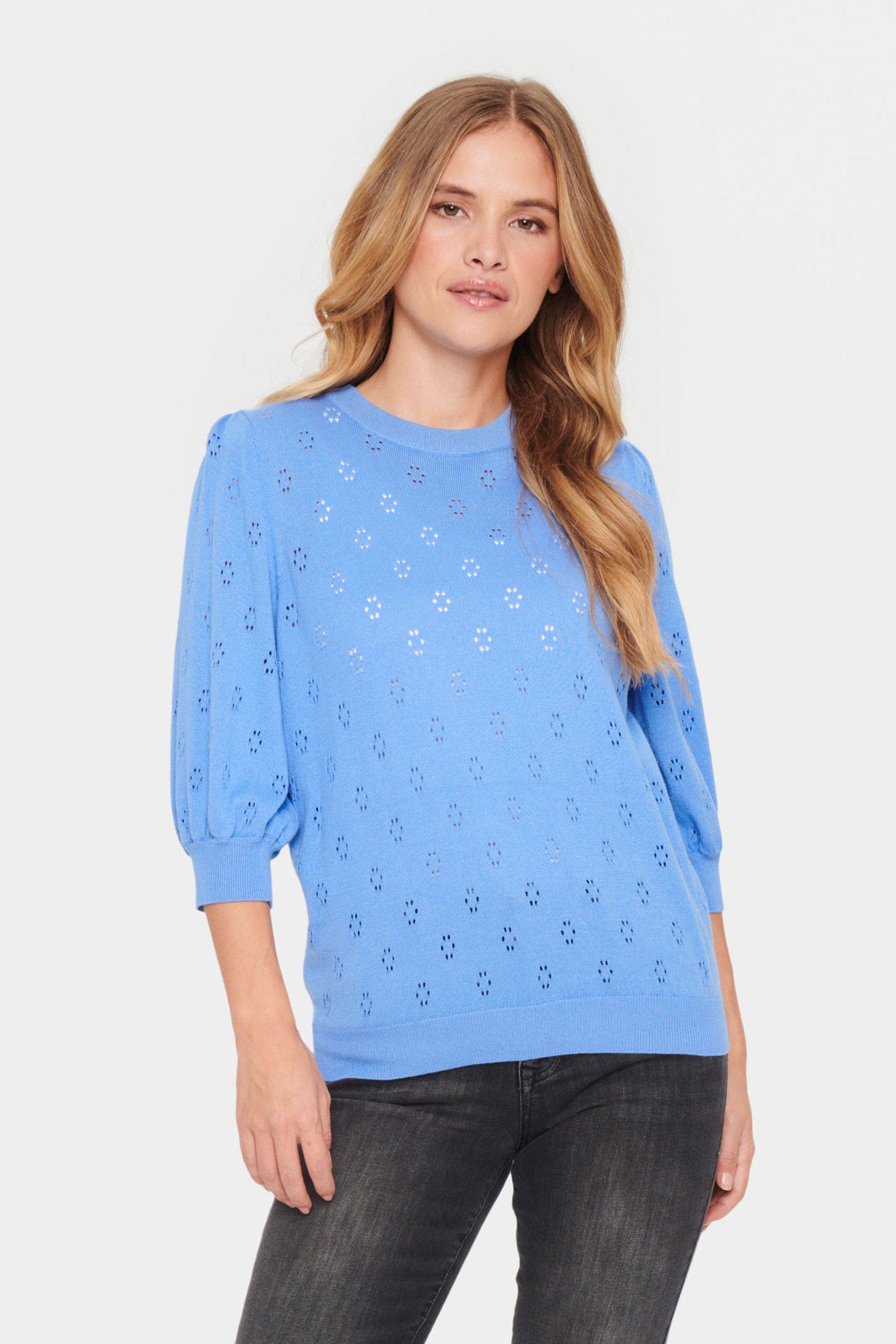Saint Tropez Doony Short Sleeve Knitted Jumper - Ultramarine
