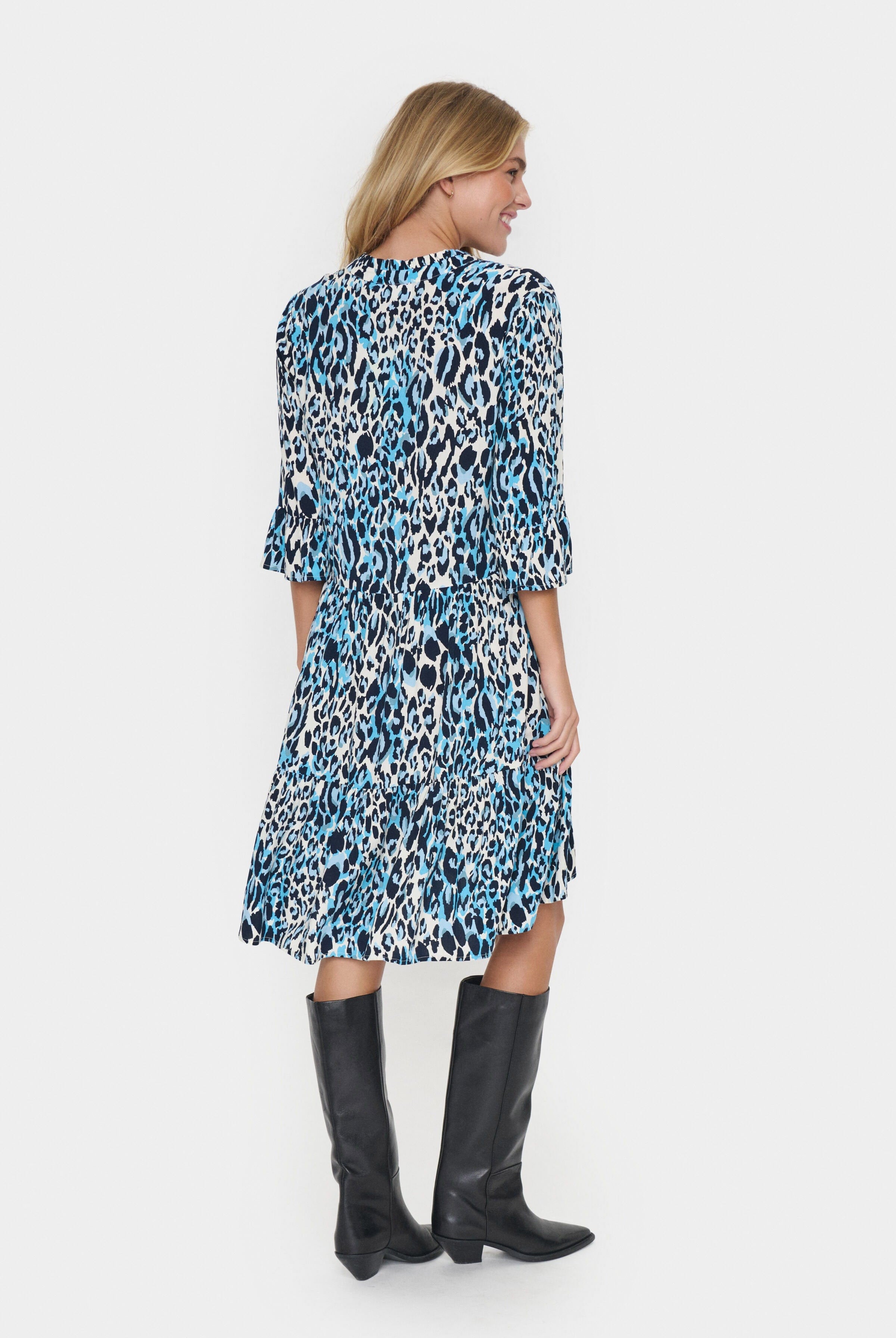 Saint Tropez Eda Printed Dress - Baby's Breath Blue Animal