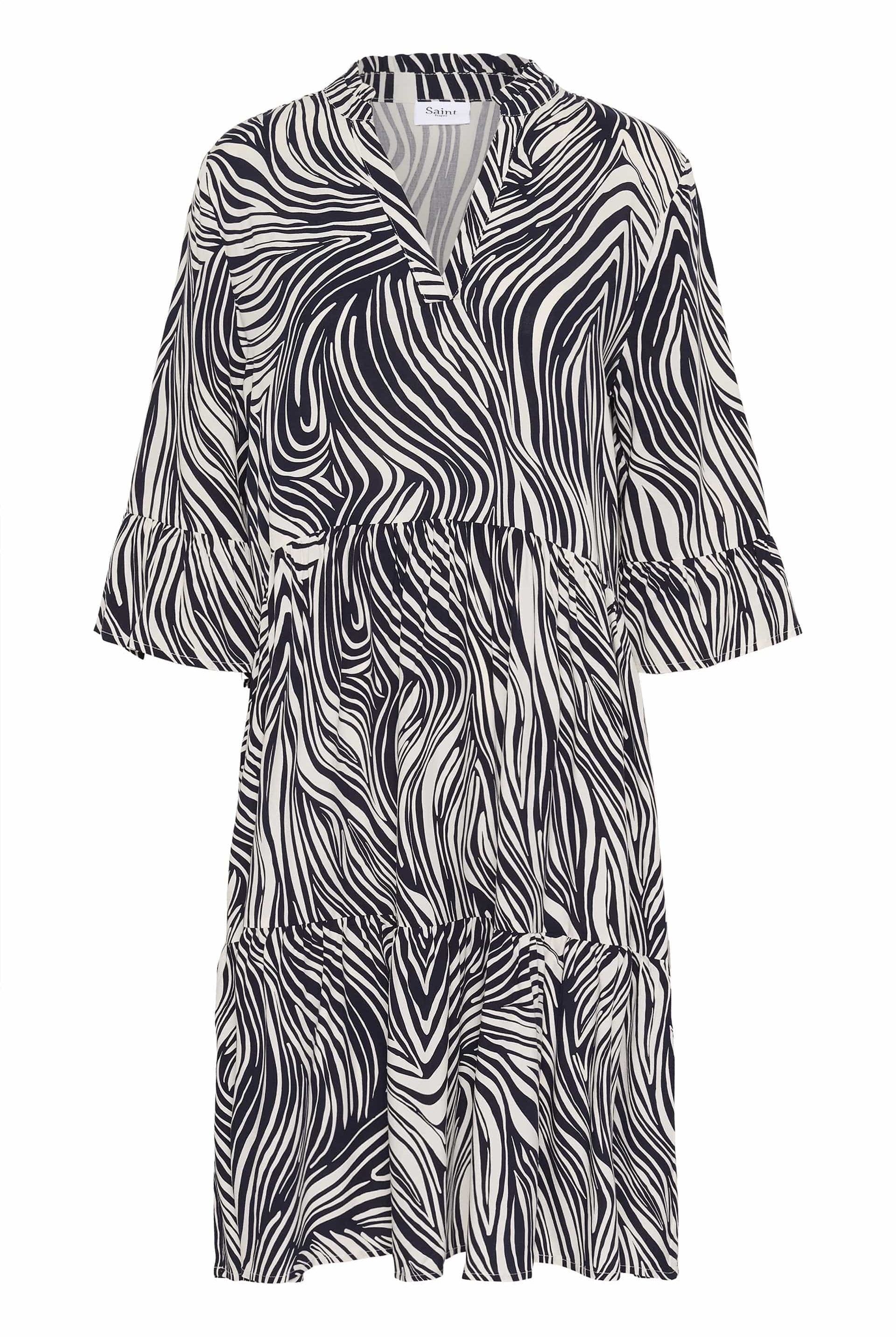 Saint Tropez Eda Printed Dress - Baritone Leaves Strokes