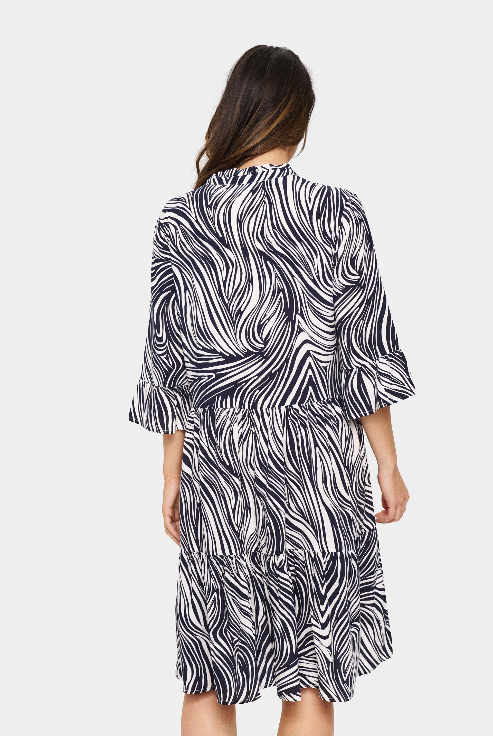 Saint Tropez Eda Printed Dress - Baritone Leaves Strokes