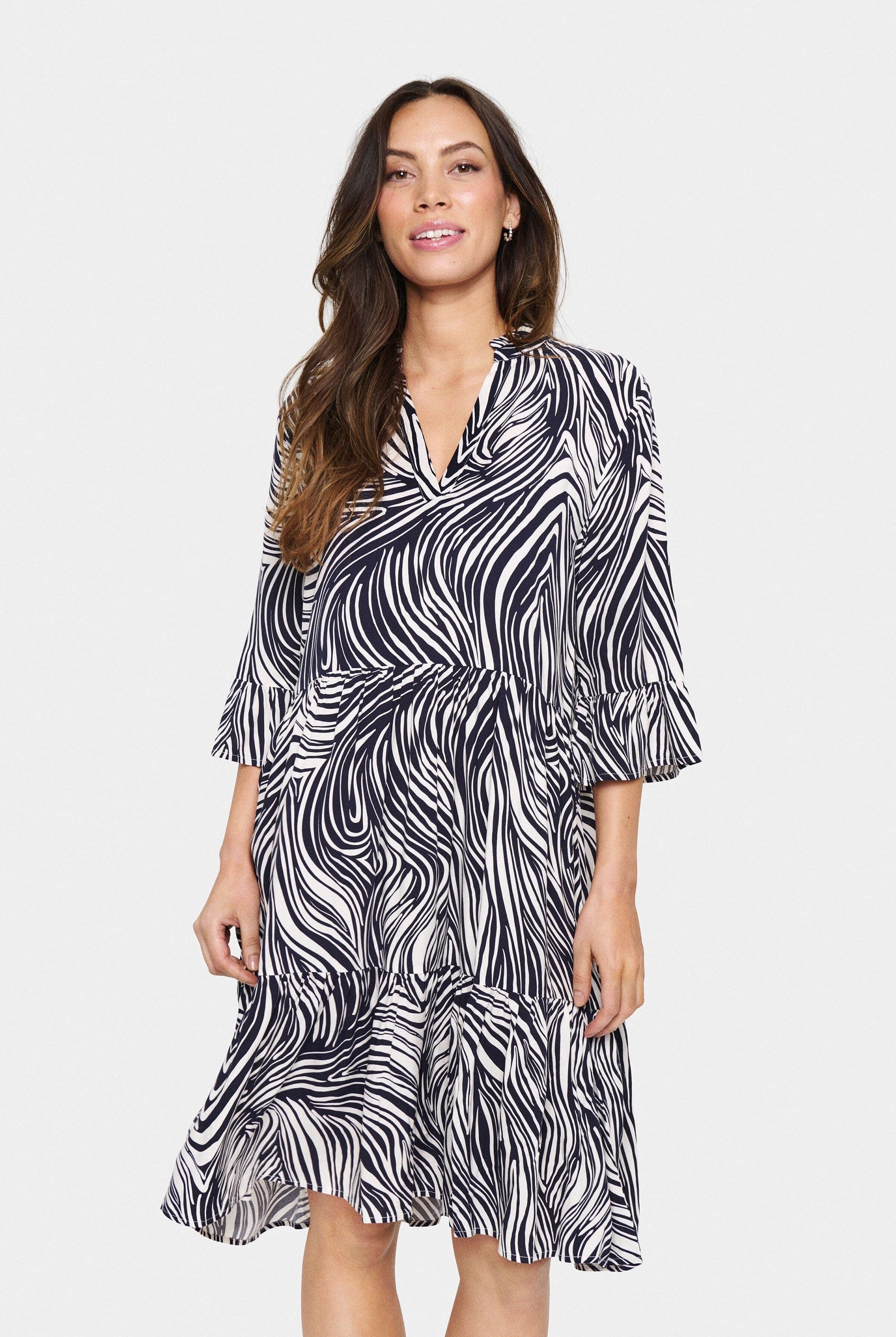 Saint Tropez Eda Printed Dress - Baritone Leaves Strokes