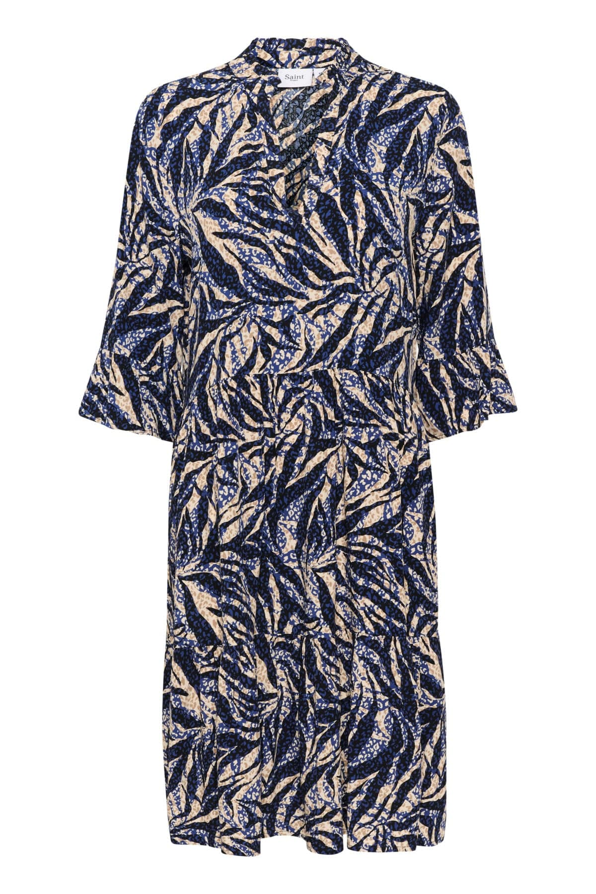 Saint Tropez Eda Printed Dress - Black Zebra Leaves