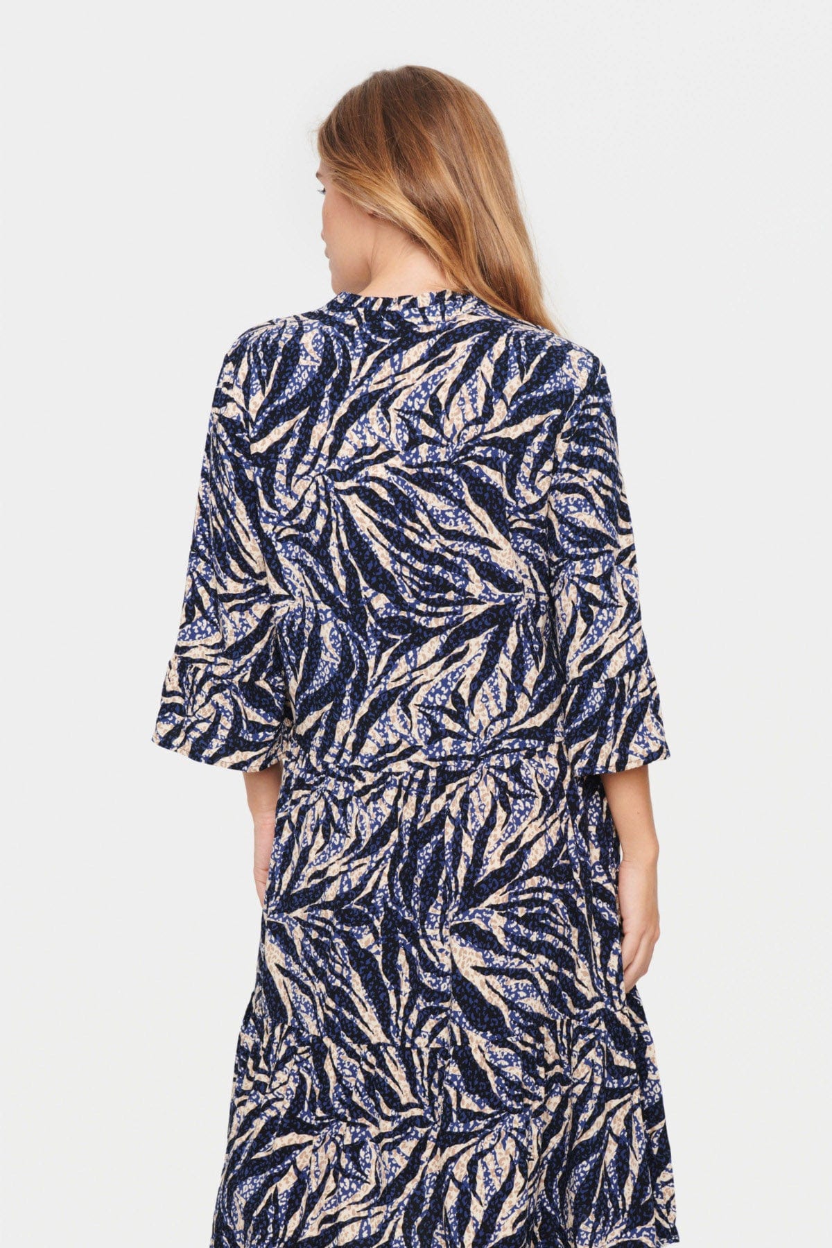 Saint Tropez Eda Printed Dress - Black Zebra Leaves