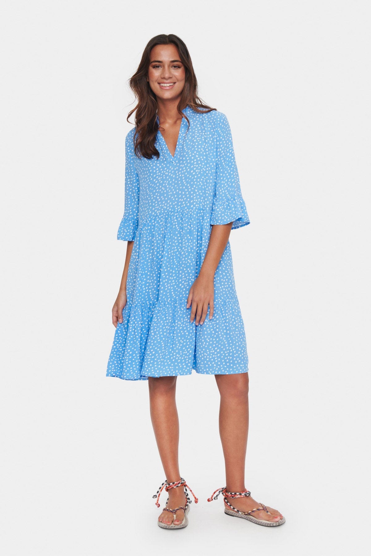 Saint Tropez Eda Printed Dress - Ice Drea Dots