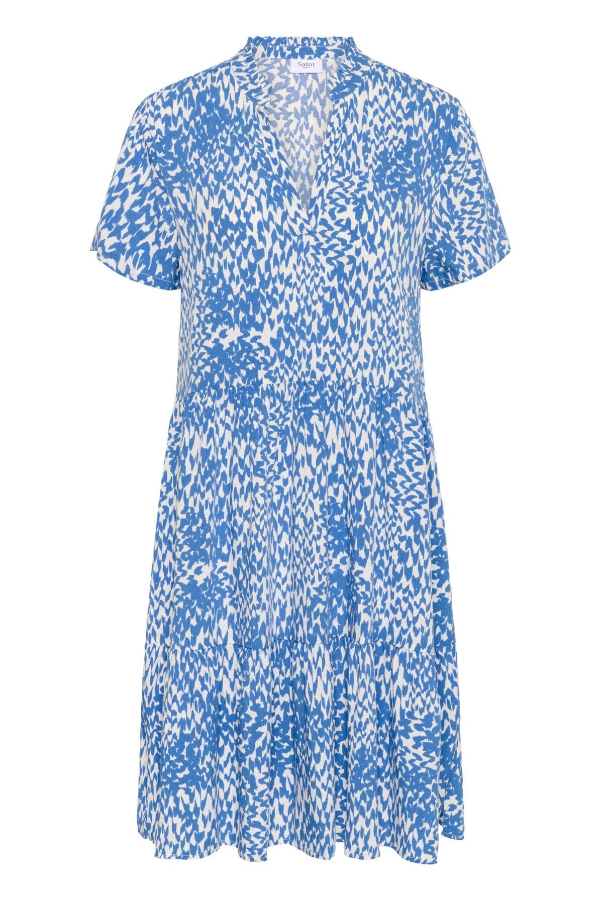 Saint Tropez Eda Printed Short Sleeve Dress - Campanula Soft Zigzag