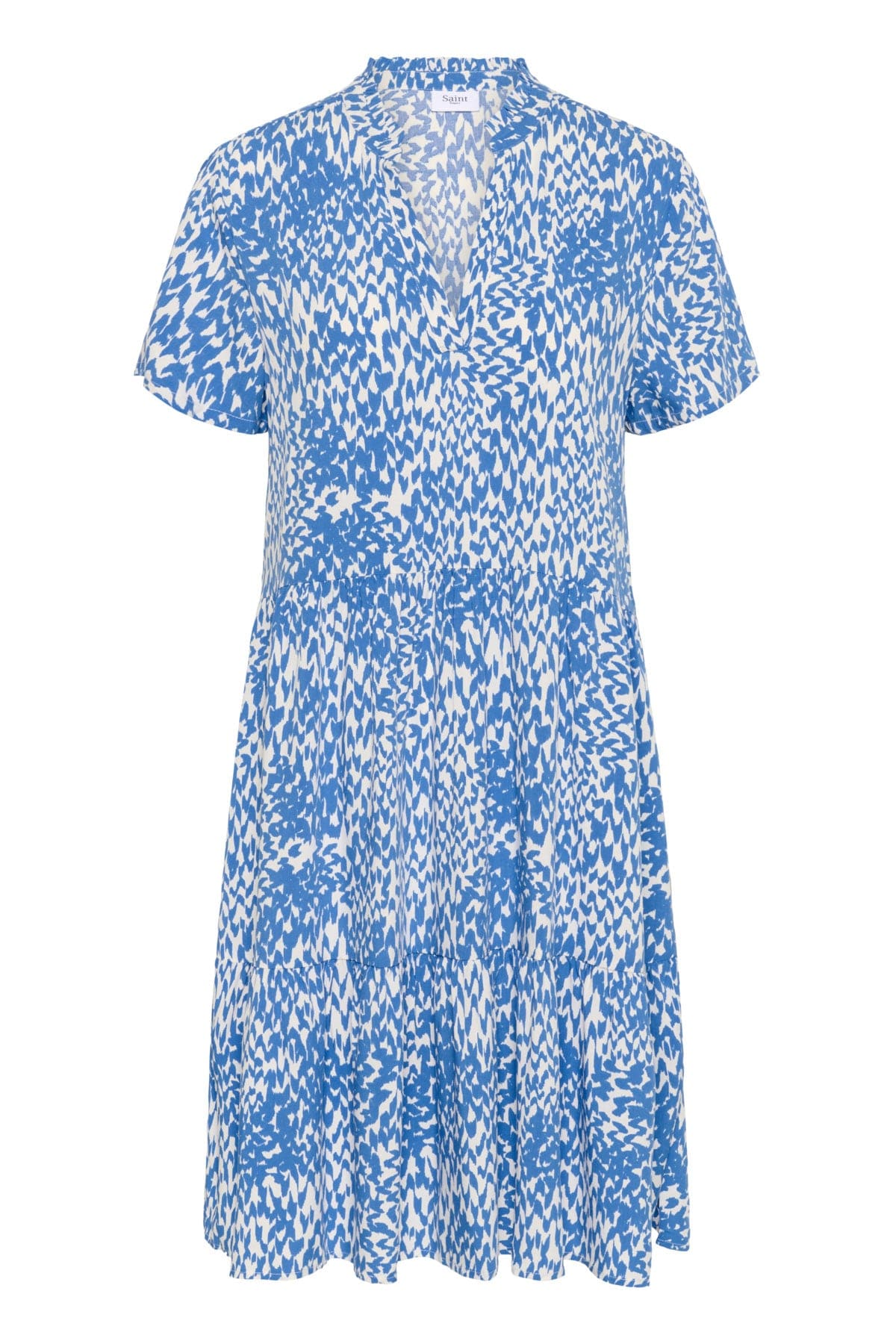 Saint Tropez Eda Printed Short Sleeve Dress - Campanula Soft Zigzag