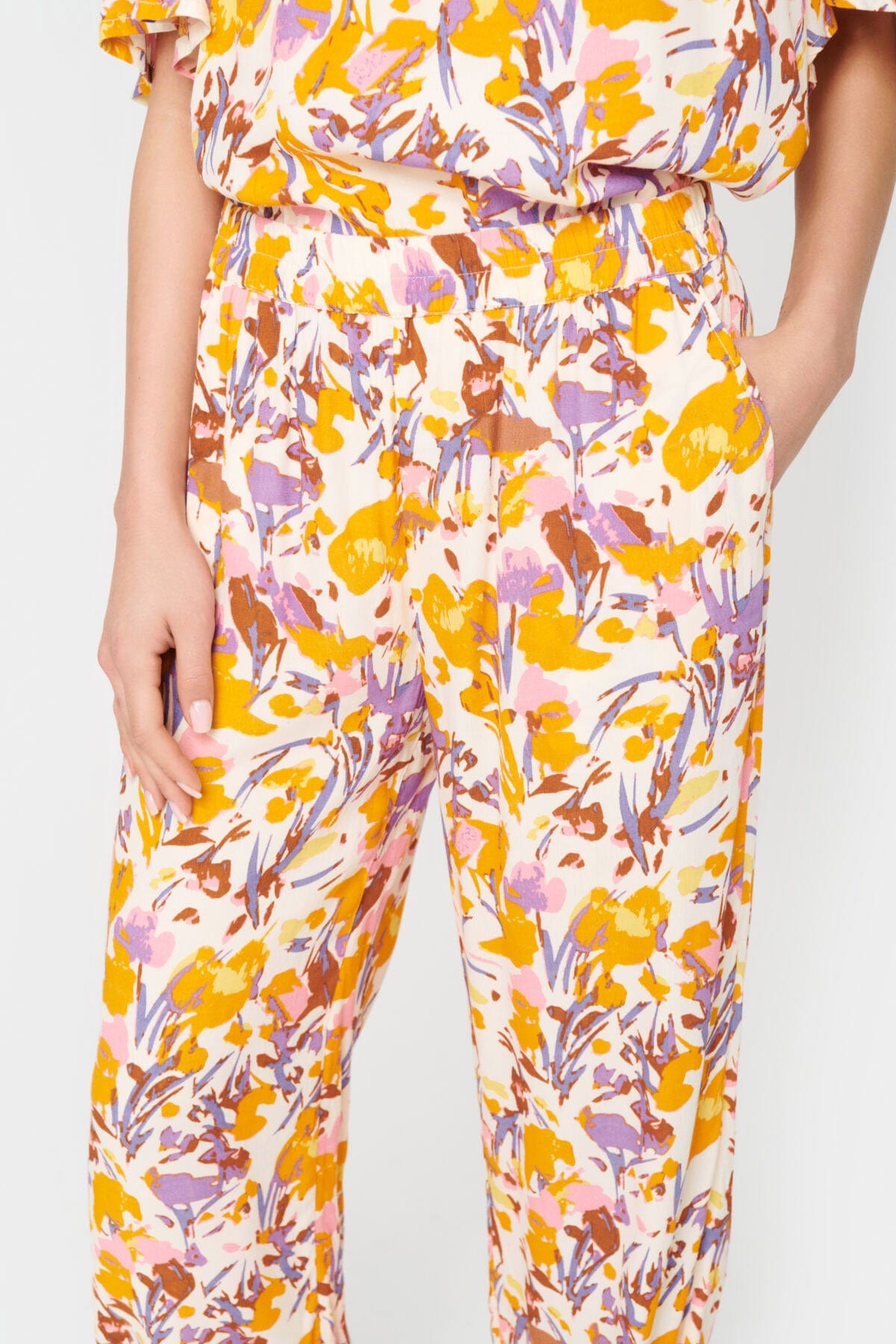 Saint Tropez Eiko Elasticated Waist Trousers - Ice Flower Art