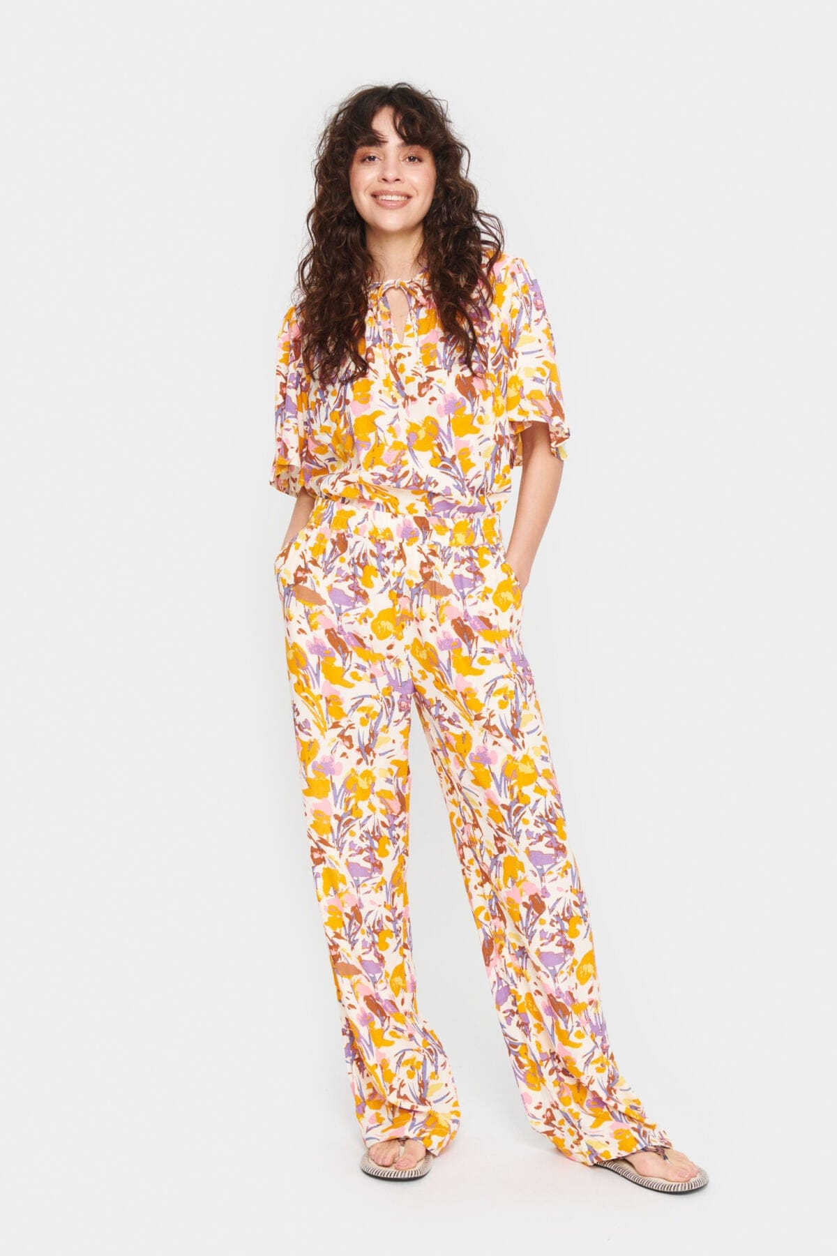 Saint Tropez Eiko Elasticated Waist Trousers - Ice Flower Art