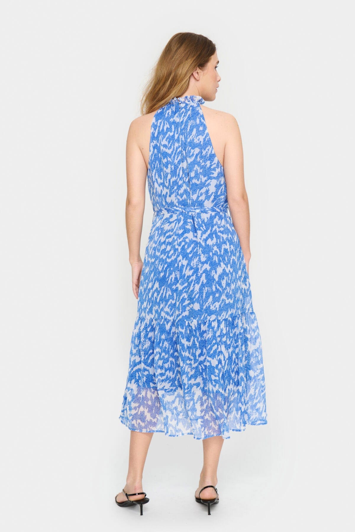 Saint Tropez Elfa Halter Neck Dress - Surf Blue Nature Strokes