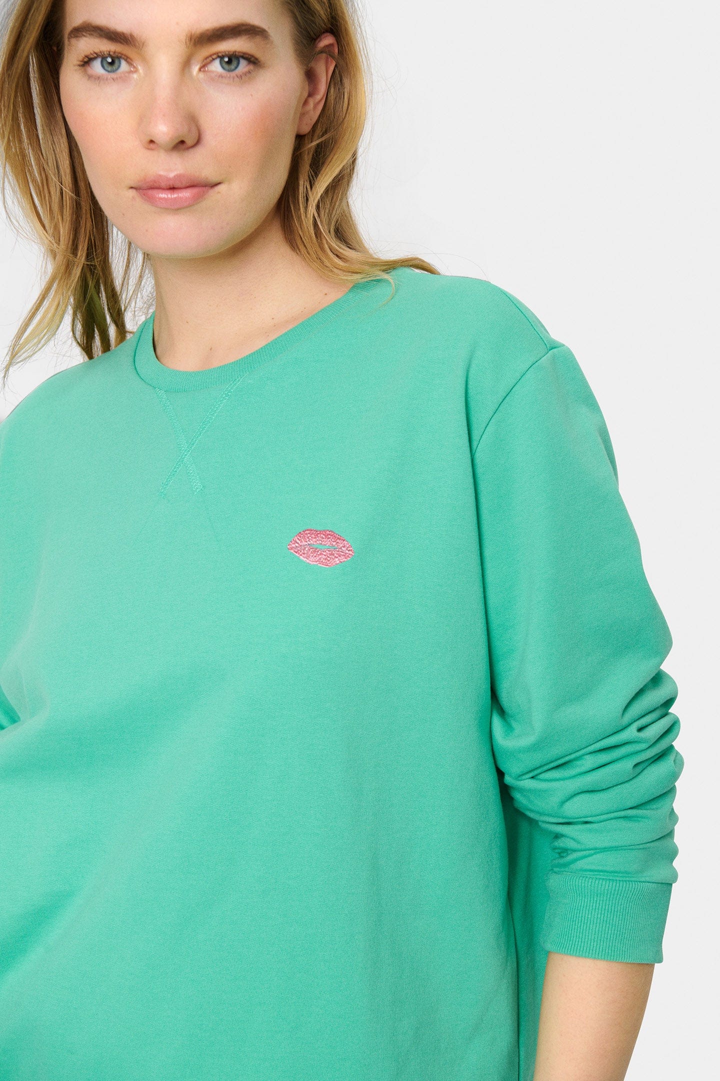 Saint Tropez Fanile Embroidered Detail Sweatshirt - Gumdrop Green