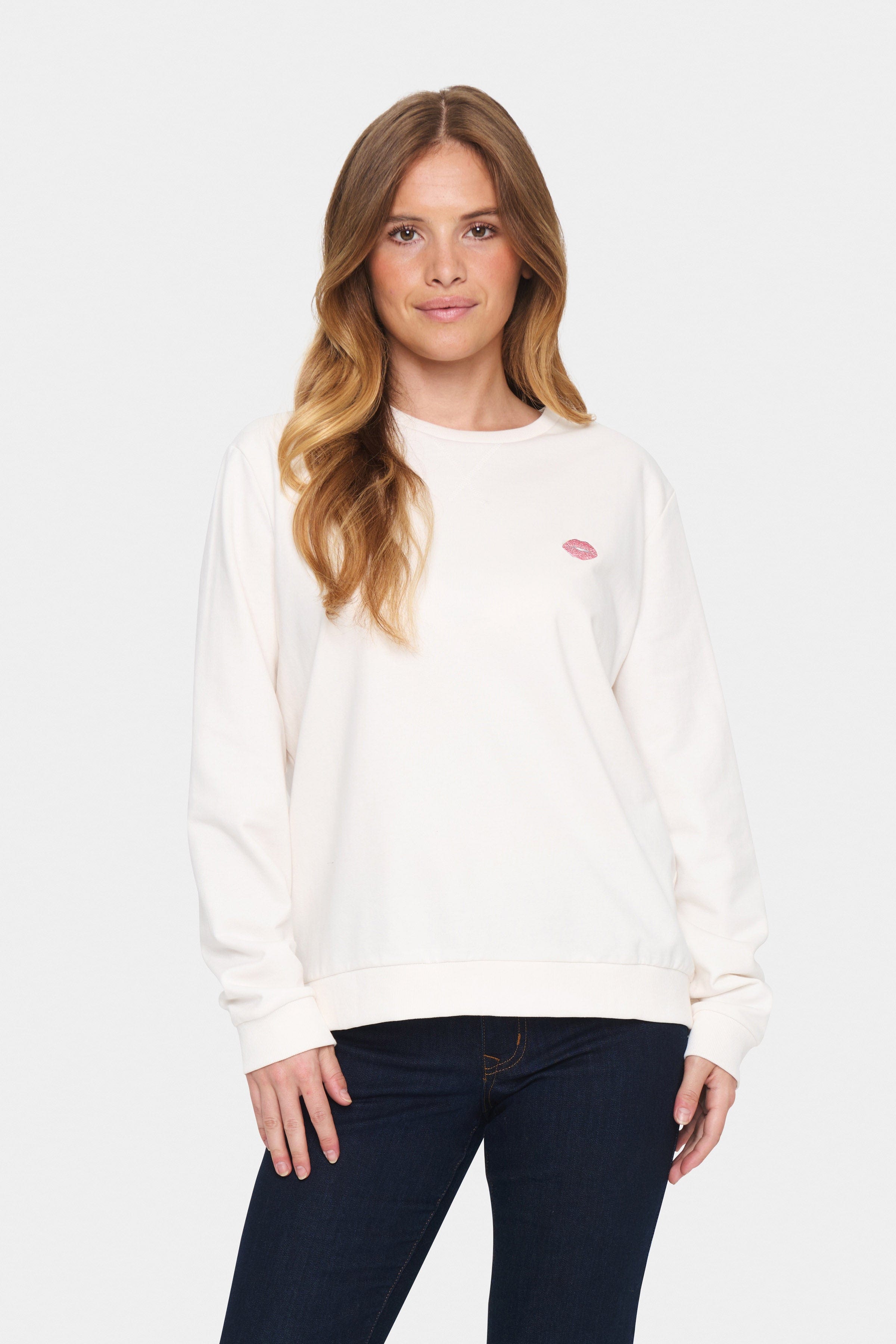 Saint Tropez Fanile Embroidered Detail Sweatshirt - Ice