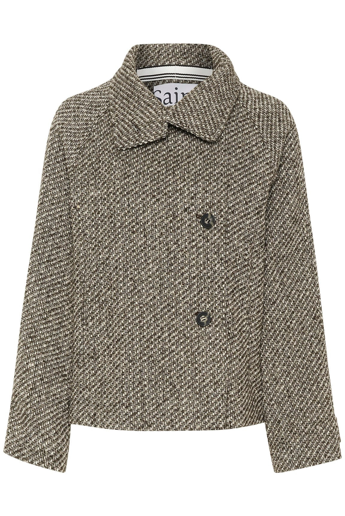Saint Tropez Fawn Textured Short Coat - Mist Grey Melange
