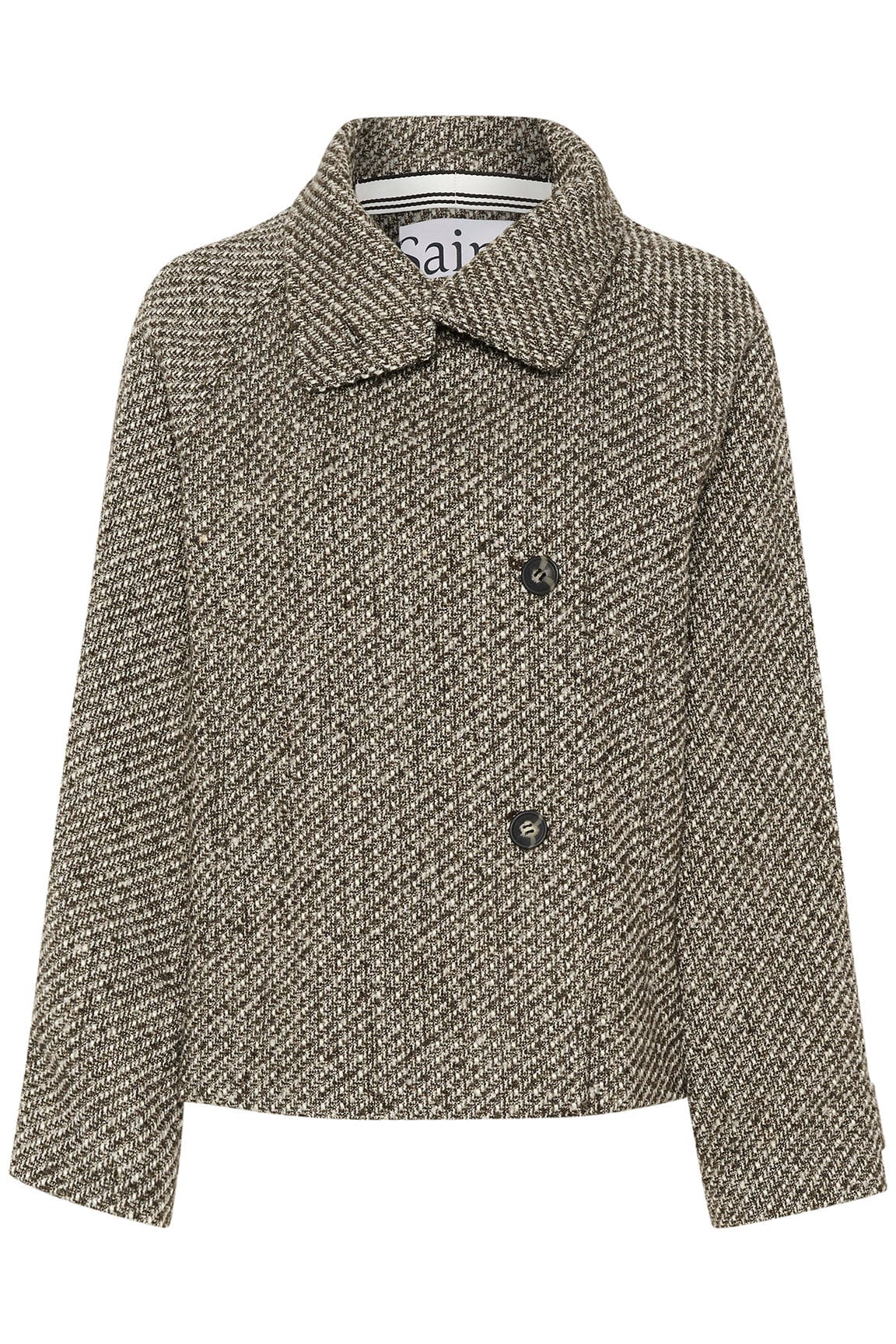 Saint Tropez Fawn Textured Short Coat - Mist Grey Melange