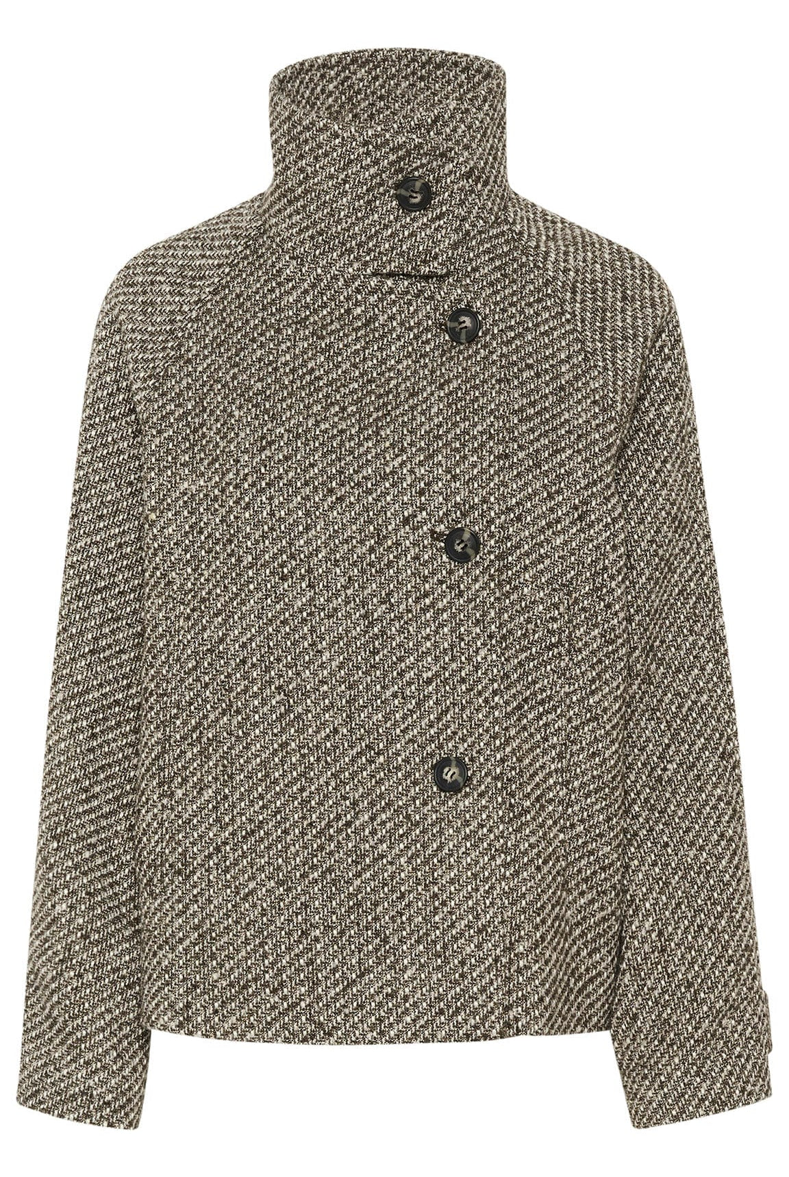 Saint Tropez Fawn Textured Short Coat - Mist Grey Melange