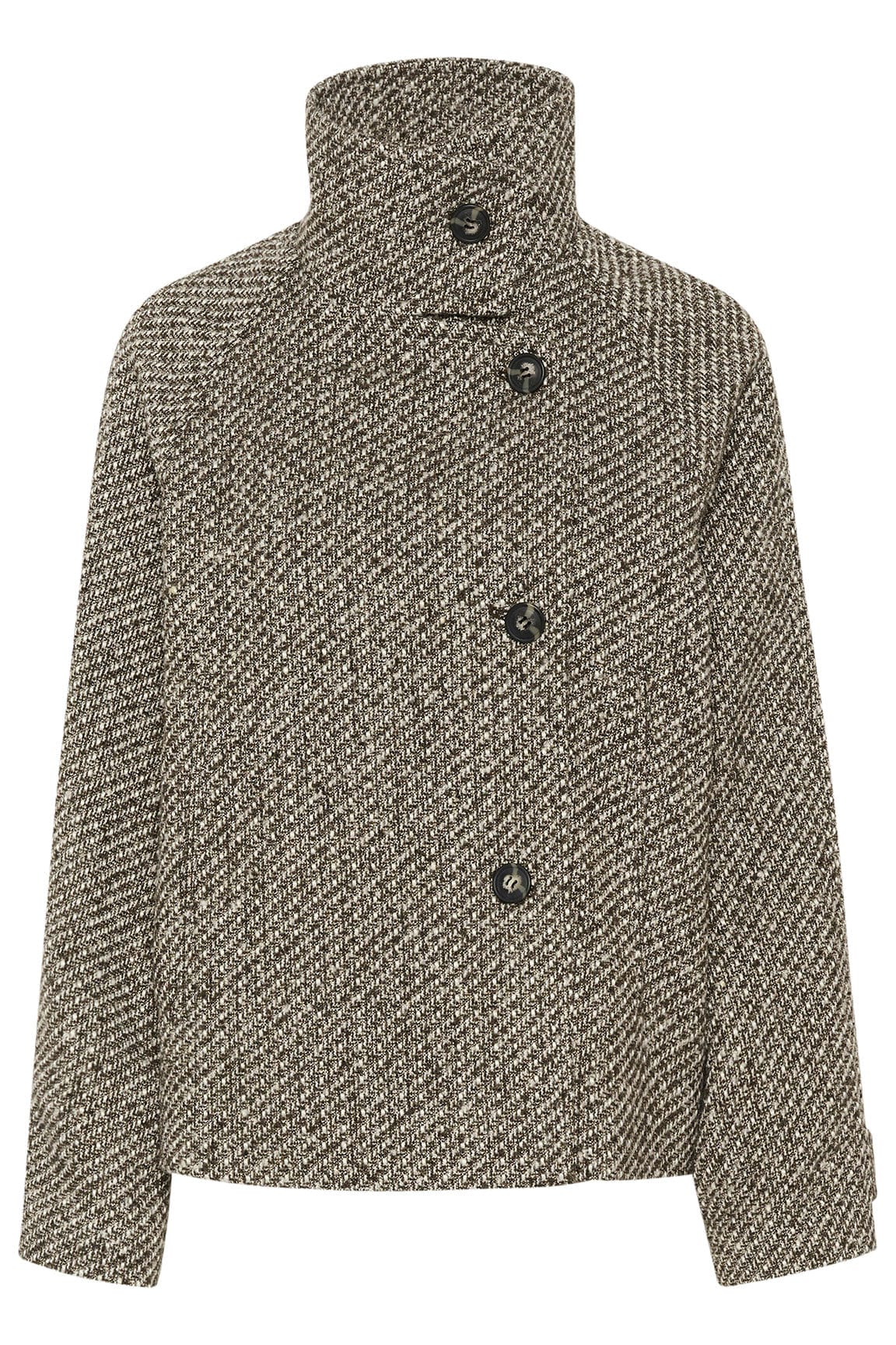 Saint Tropez Fawn Textured Short Coat - Mist Grey Melange