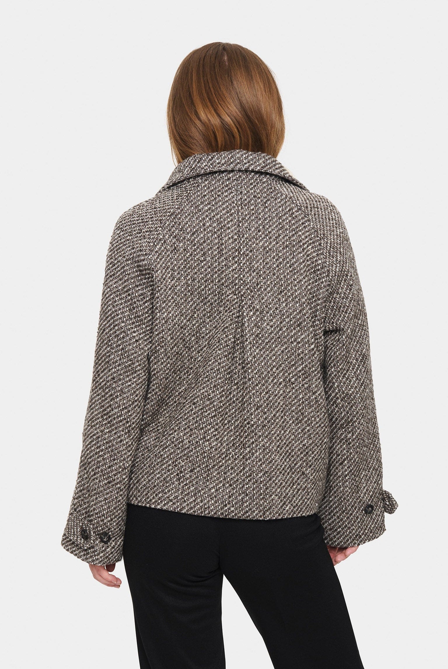 Saint Tropez Fawn Textured Short Coat - Mist Grey Melange