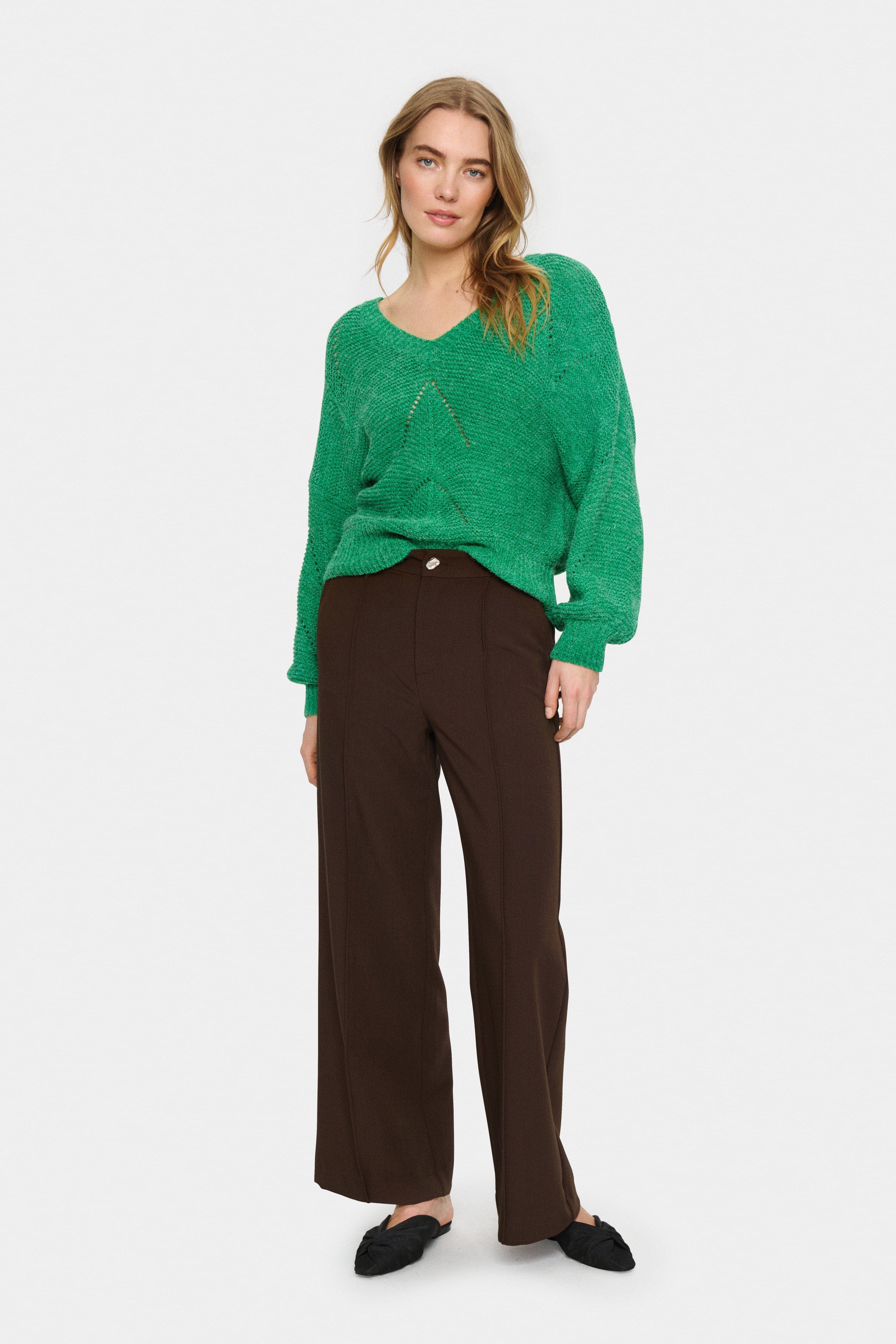 Saint Tropez Felia Relaxed Fit Jumper - Gumdrop Green Melange