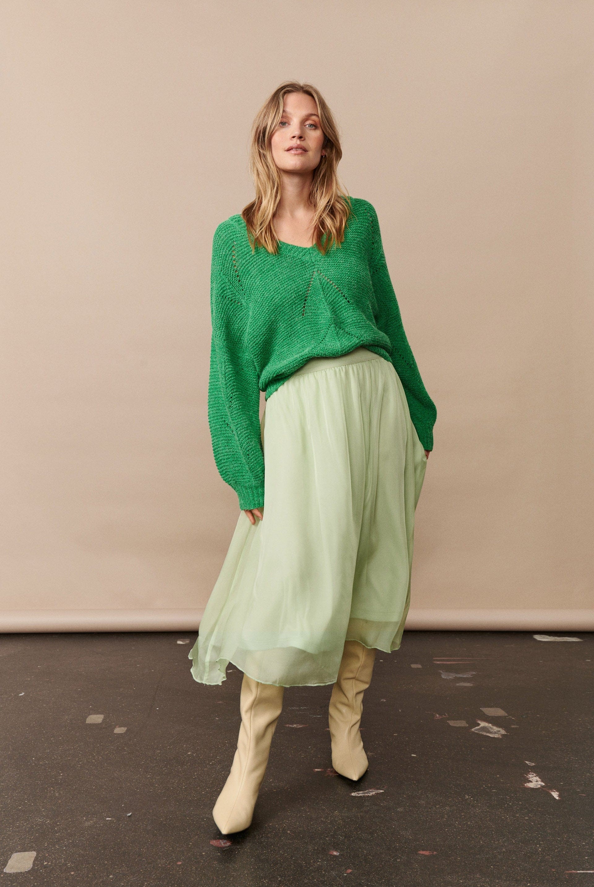 Saint Tropez Felia Relaxed Fit Jumper - Gumdrop Green Melange
