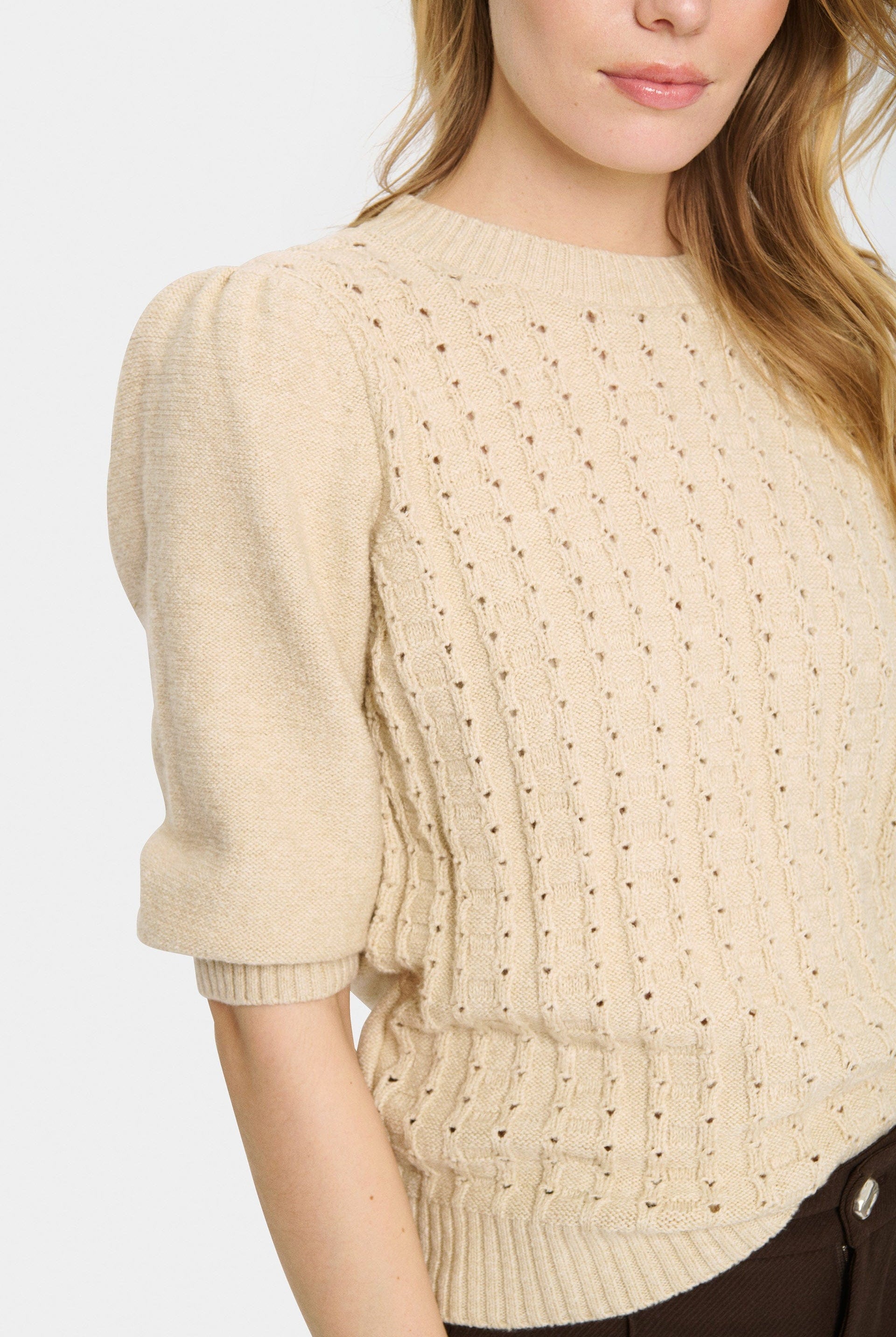 Saint Tropez Felli Half Sleeve Knit Jumper - Creme