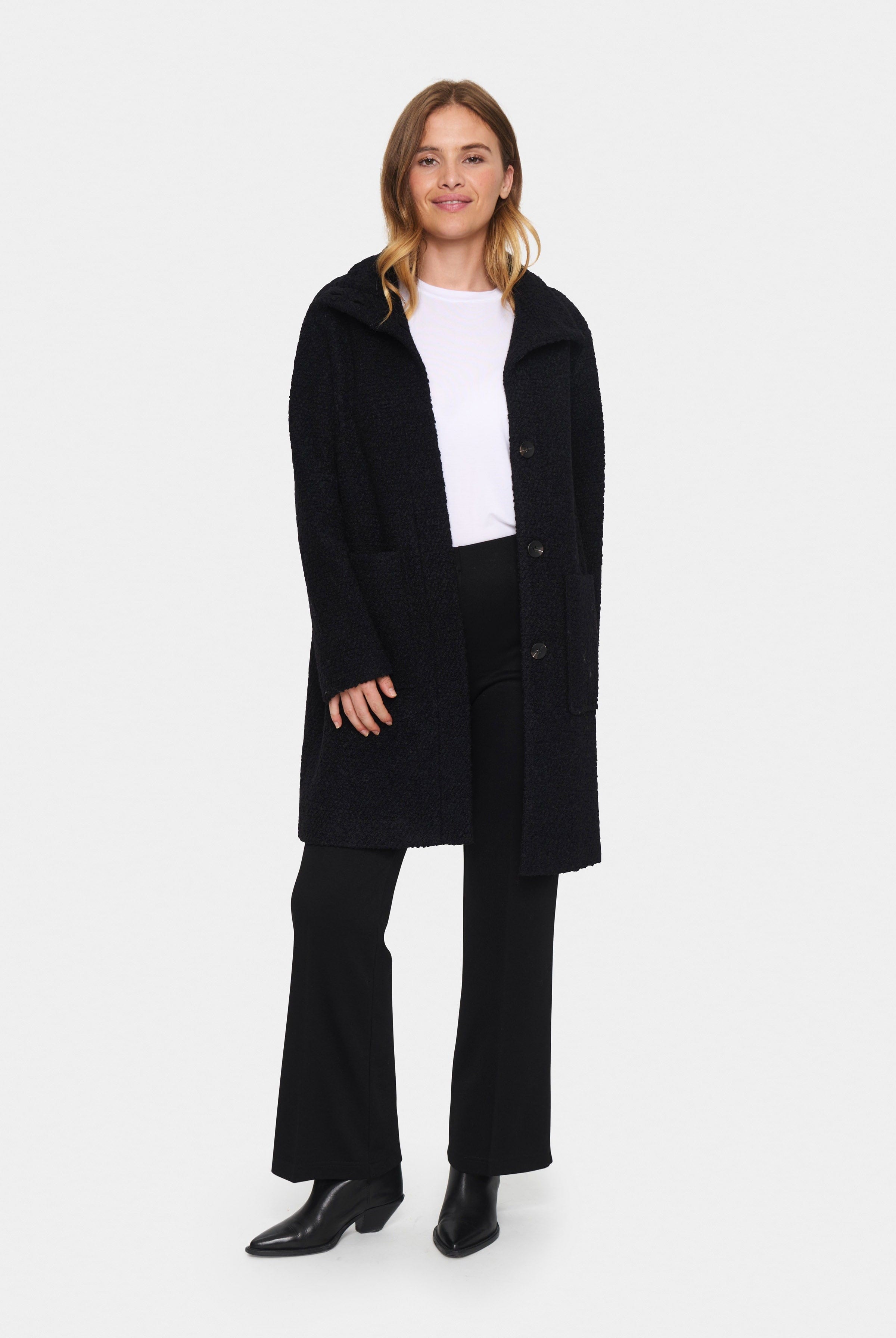 Saint Tropez Ferddy Wool Blend Coat - Black