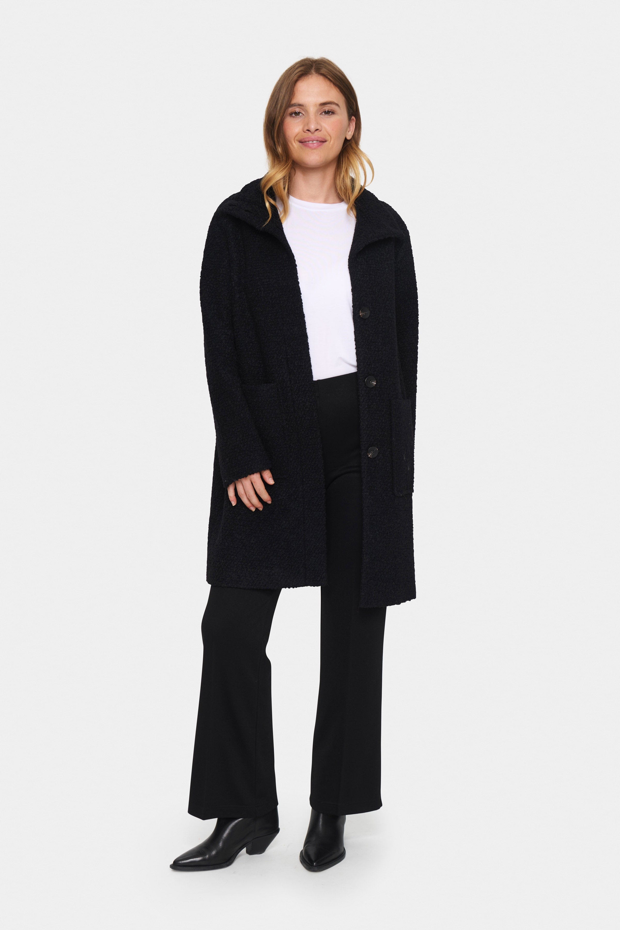 Saint Tropez Ferddy Wool Blend Coat - Black