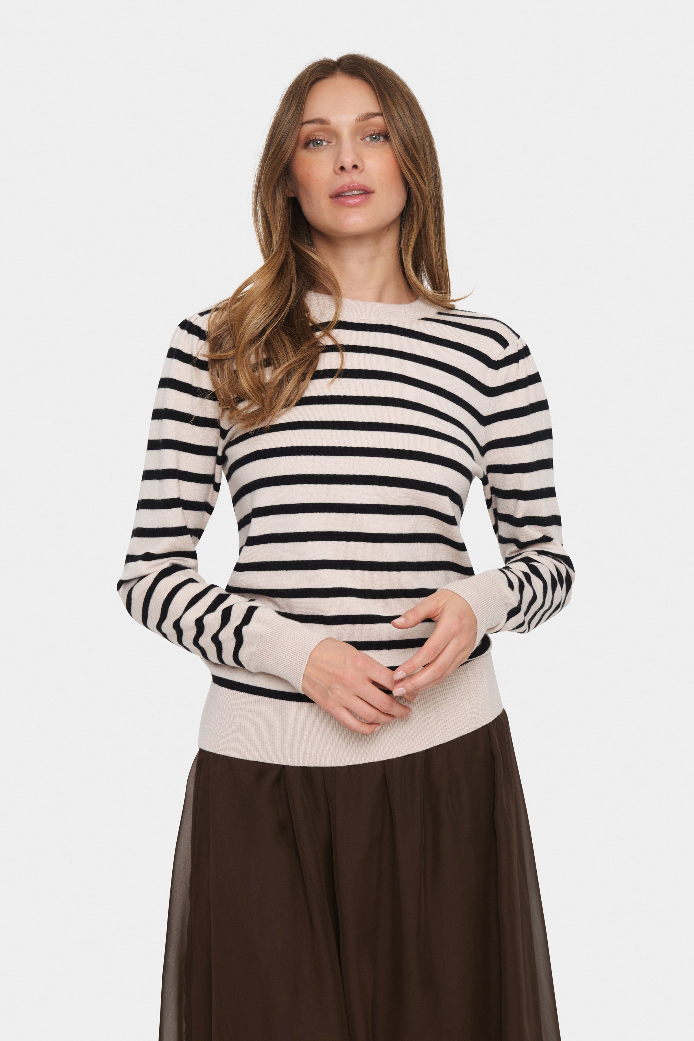 Saint Tropez Fikam Stripe Long Sleeve Jumper - Black