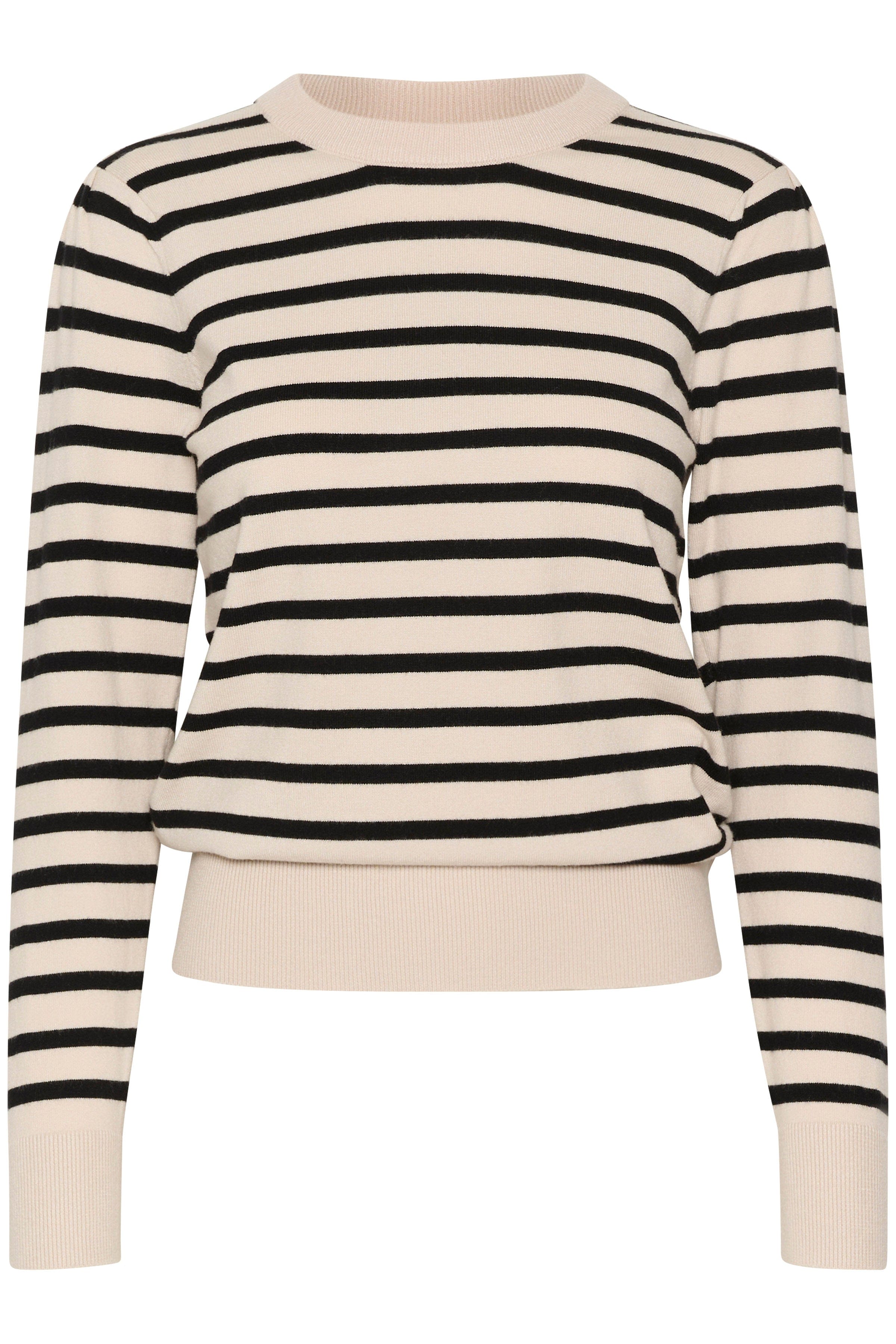 Saint Tropez Fikam Stripe Long Sleeve Jumper - Black