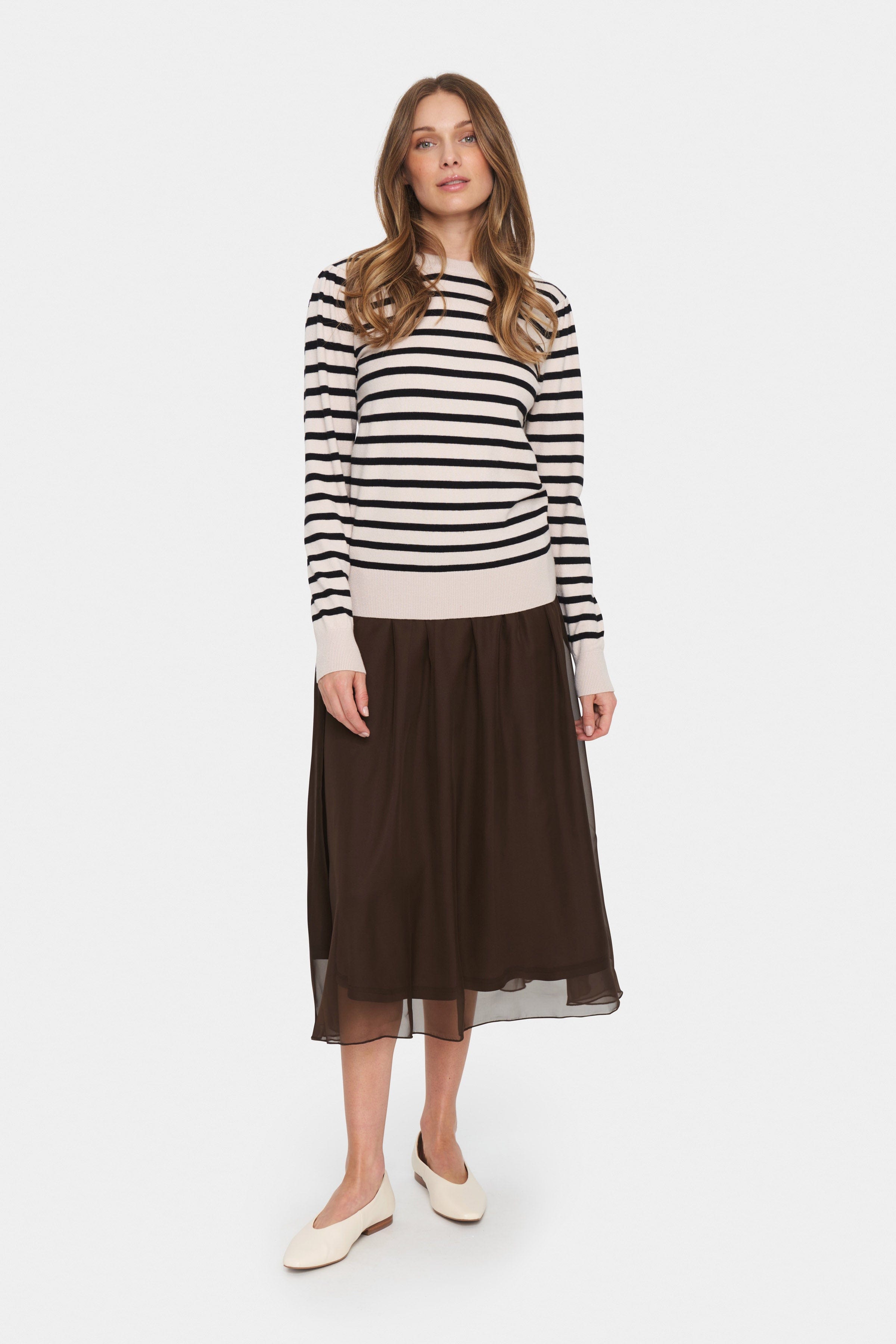 Saint Tropez Fikam Stripe Long Sleeve Jumper - Black